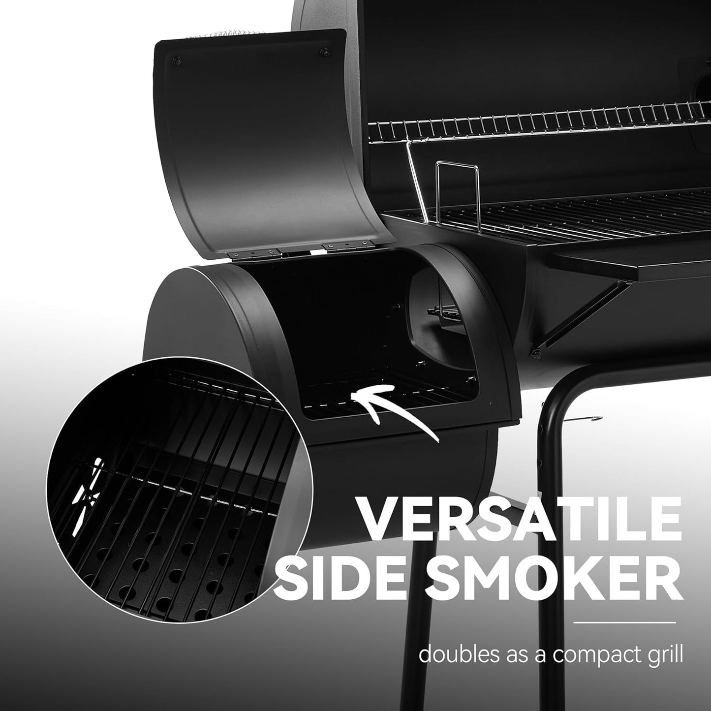 Royal Gourmet CC1830SC Charcoal Grill Offset Smoker with Cover, 811 Square Inches, Black, Outdoor Camping