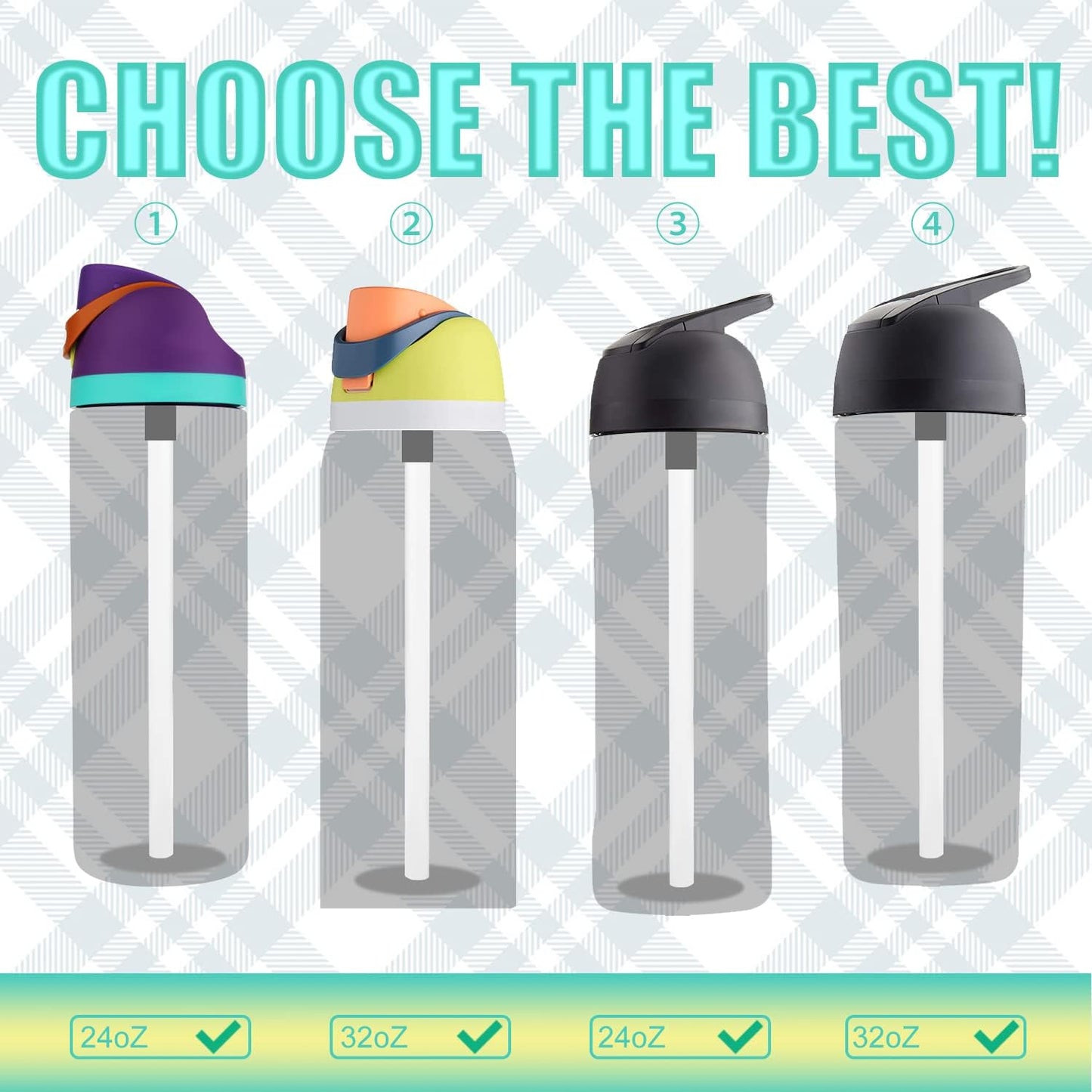 6PCS Replacement Straws for Owala Water Bottle 24 oz 32 oz, Reusable Plastic Straws with Cleaning Brush for Cup 24oz 32oz Travel Tumbler Accessories Parts for Sports Bottle(White)