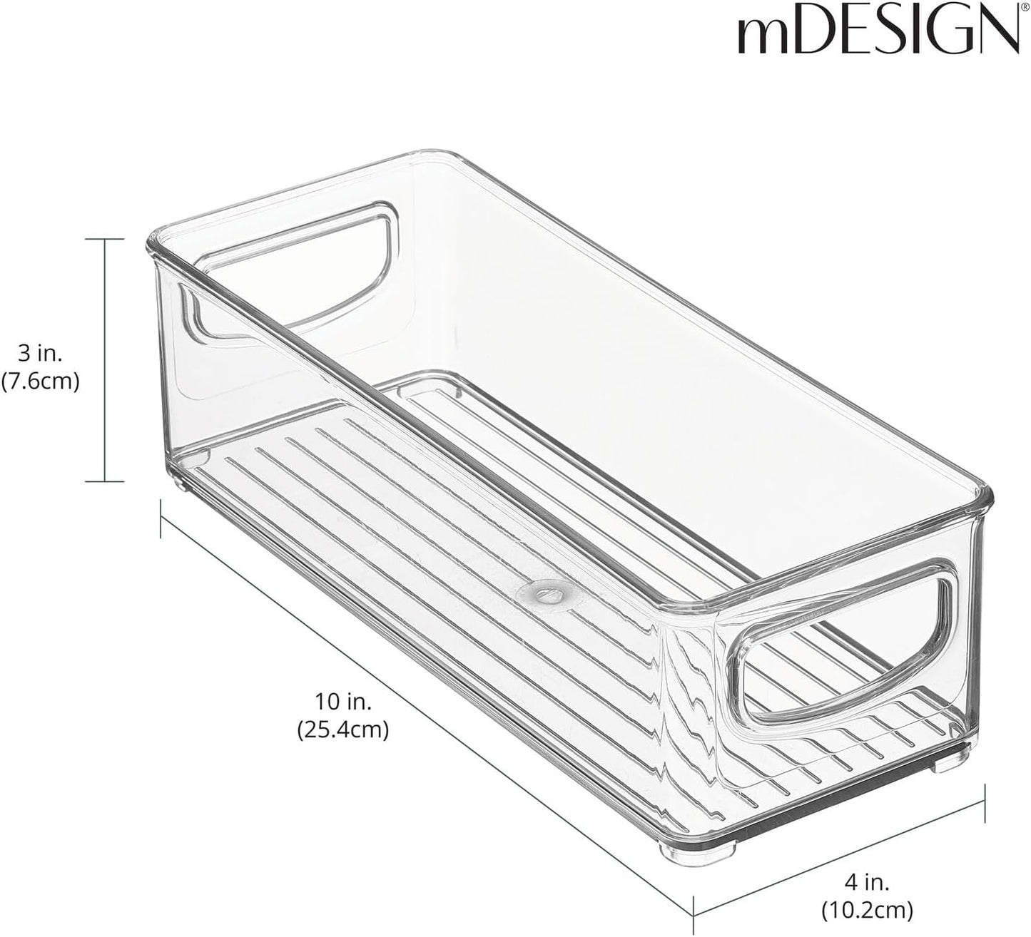 mDesign Small Plastic Nursery Storage Container Bins with Handles for Organization in Cabinet, Closet or Cubby Shelves - Organizer for Baby Food, Bibs, Formula - Ligne Collection - Clear