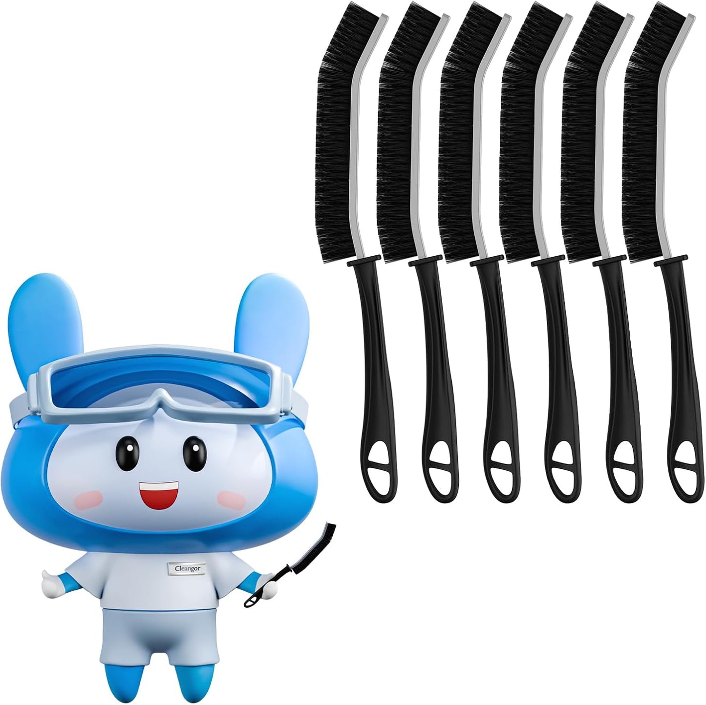 Crevice Cleaning Brushes, Scrub Brush for Hard to Reach Small Space, Home Essentials, Cleaning Supplies, Cleaning Tools for Household Use, Bathroom, Shower, Kitchen, Window, Toilet (6, Black)