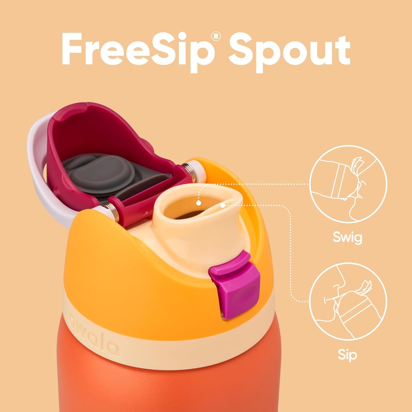 Owala FreeSip Insulated Stainless Steel Water Bottle with Straw for Sports, Travel, and School BPA-Free Sports Water Bottle, 24 oz, Citrus Crush