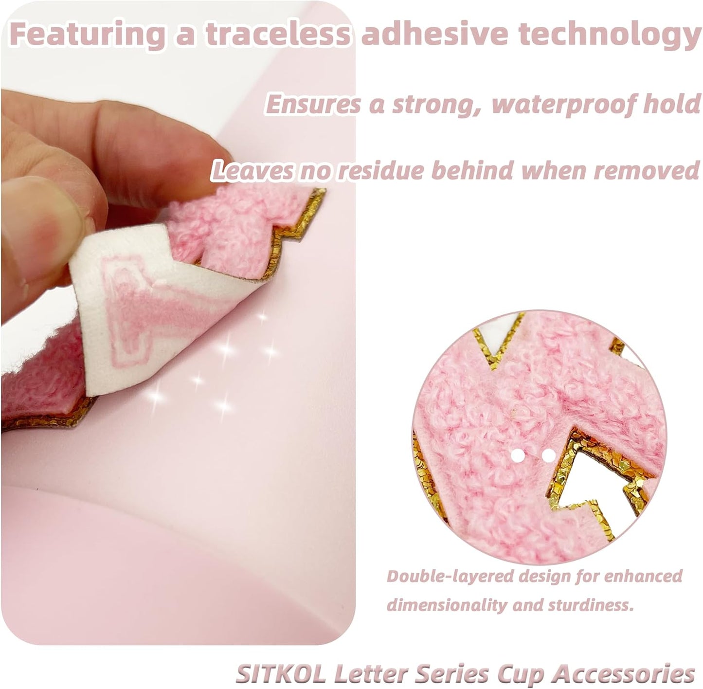 SITKOL Silicone Boot Cute Monogram Set Compatible with Owala Water Bottle 24 oz, 32 oz, 40 oz - Perfect Letter Owala Accessories for Owala Tumbler, Owala Free Sip, Pink Owala, Black Owala