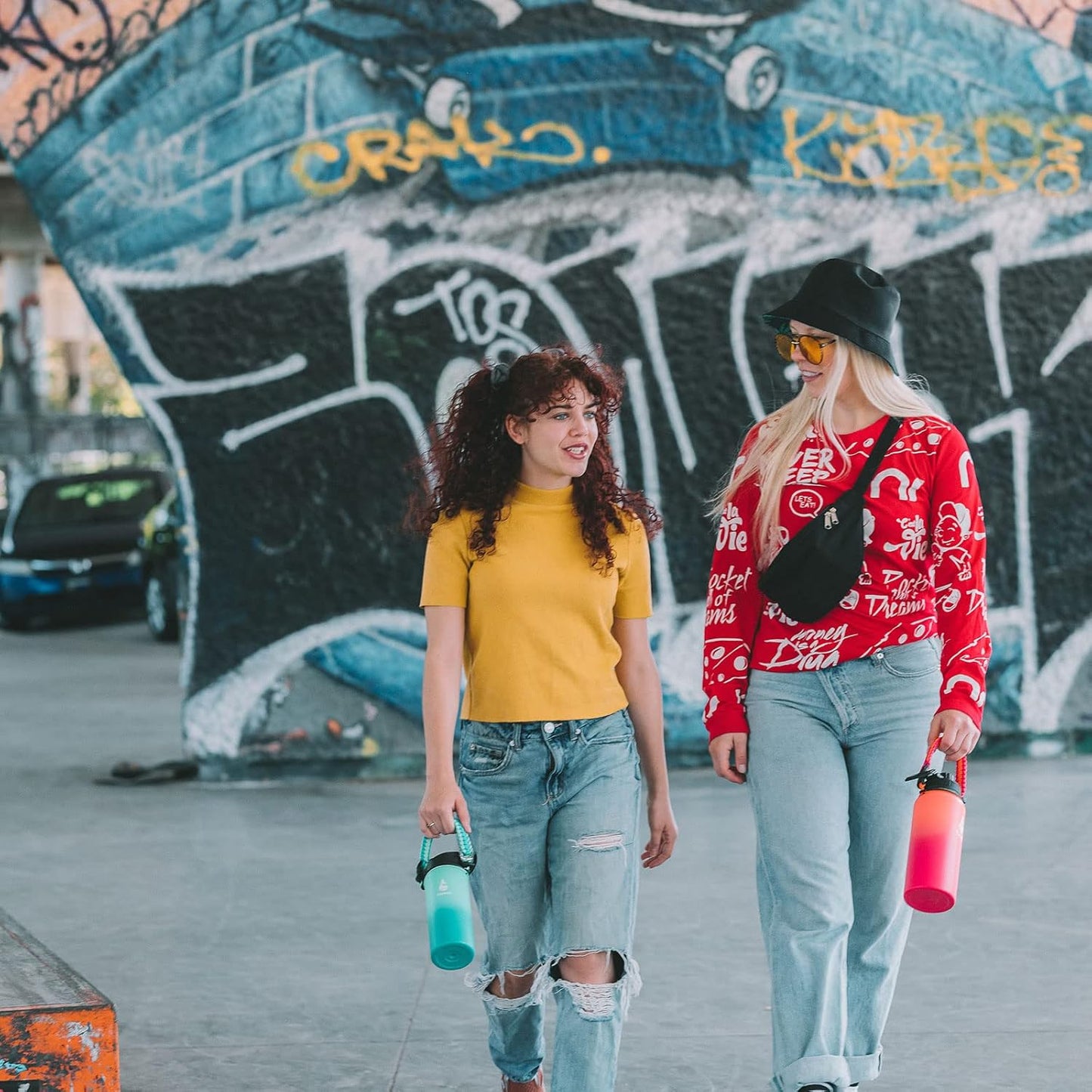 Farsea Insulated Water Bottle With Paracord Handle, Protective Boot and 2 Lids (Straw Lid & Spout Lid), Stainless Steel Water Bottle Wide Mouth, Double Wall Sweat-Proof BPA-Free, 40 oz