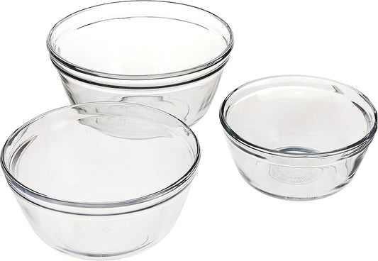Anchor Hocking Anchor 3-Piece Glass Mixing Bowl Set, Clear