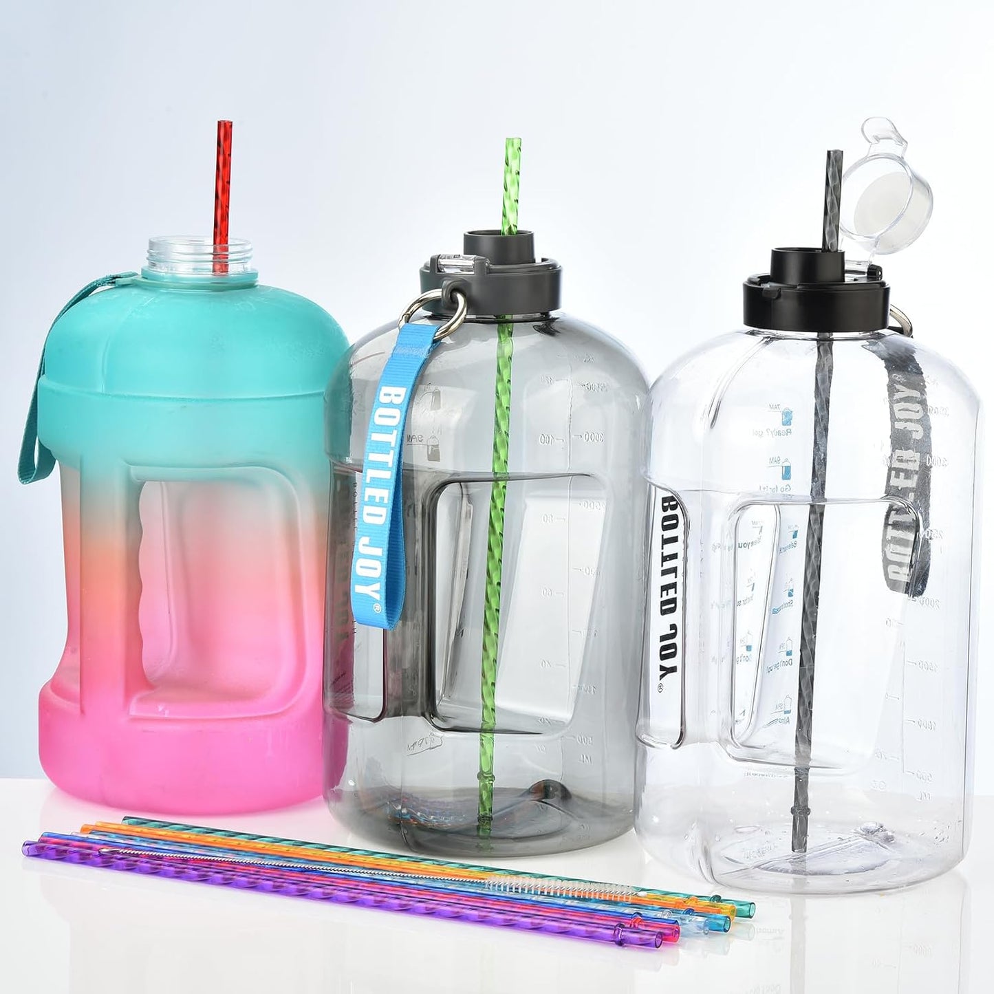 ALINK 12-Pack Reusable Plastic Clear Swirl Straws, 13" Extra Long Colorful Hard Plastic Replacement Straws for 16 OZ 20 OZ 30 OZ Stanley, YETI, Starbucks, Owala Tumblers with Straw Brush