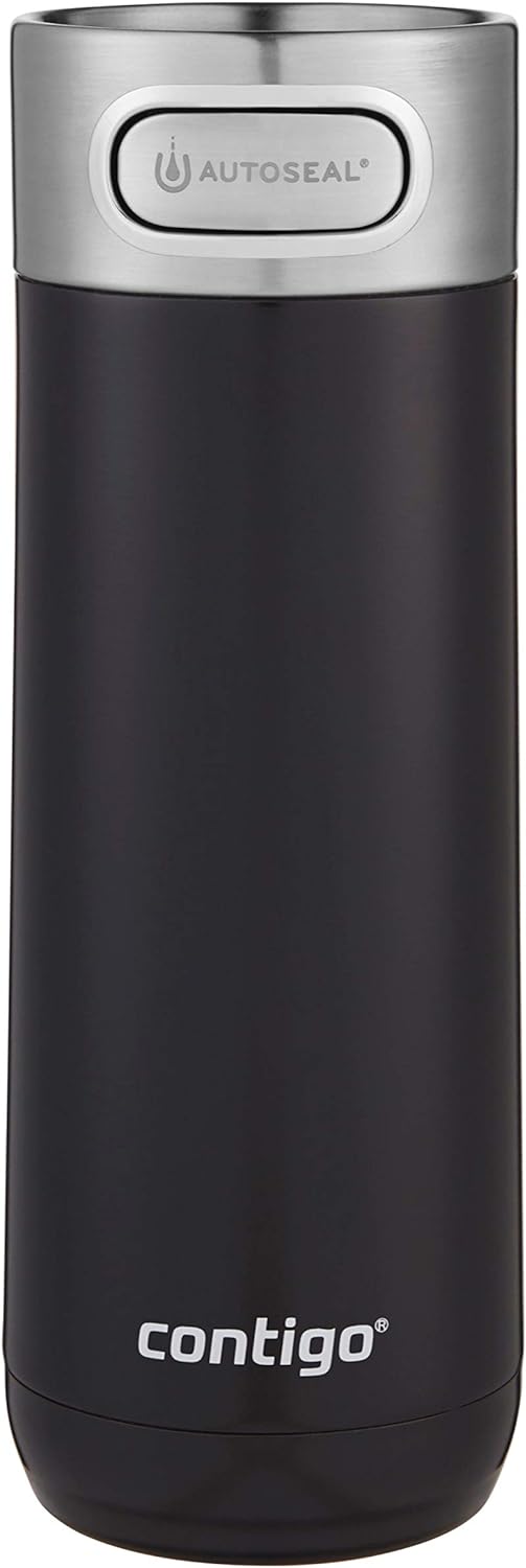 Contigo Luxe AutoSeal 16oz Vacuum-Insulated Stainless Steel Travel Mug, Leak-Proof and Dishwasher Safe, Licorice - Perfect for Hot and Cold Beverages