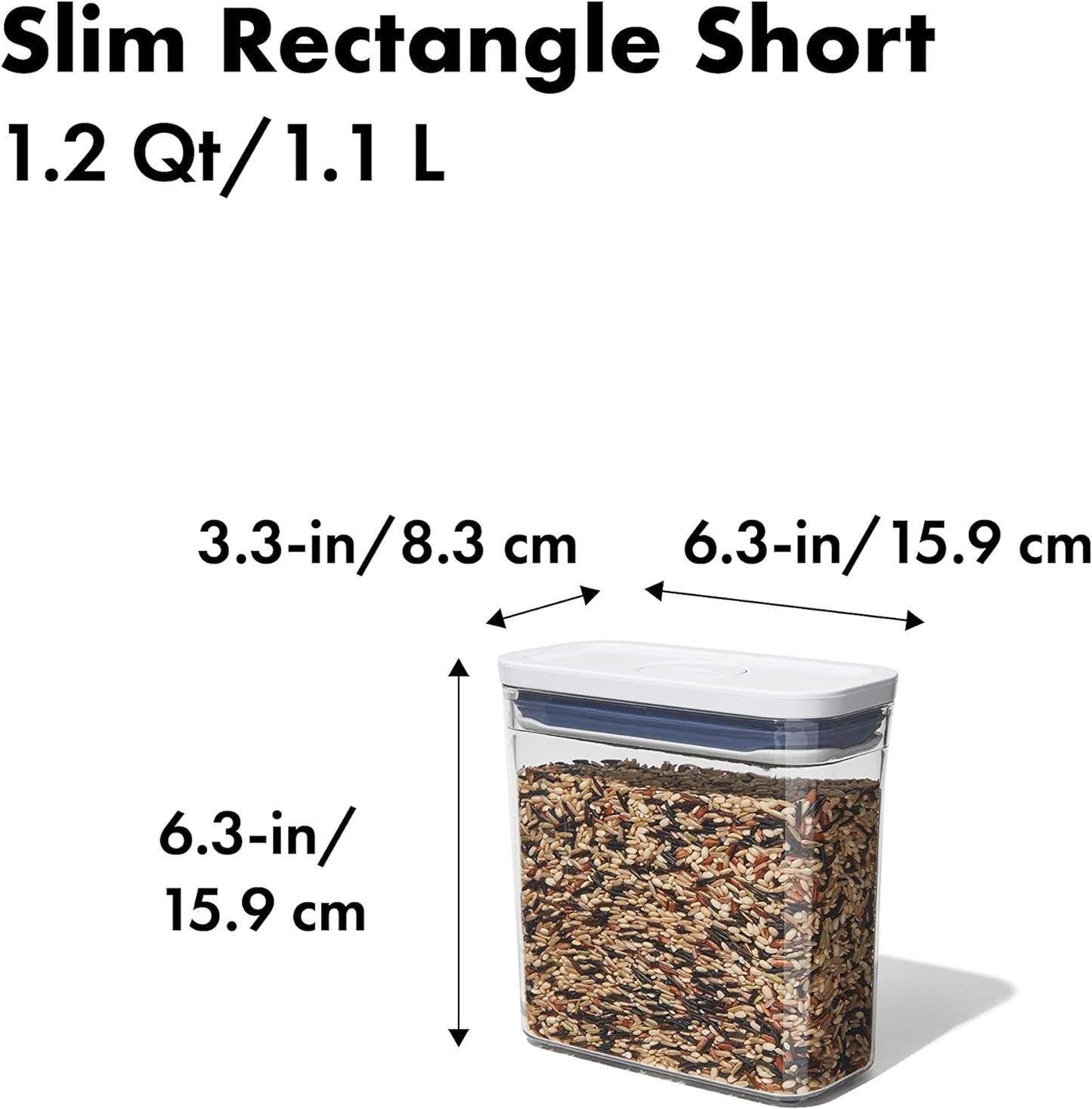 OXO Good Grips POP Container, 1.2 Qt - Rectangle - Pasta, Transparent