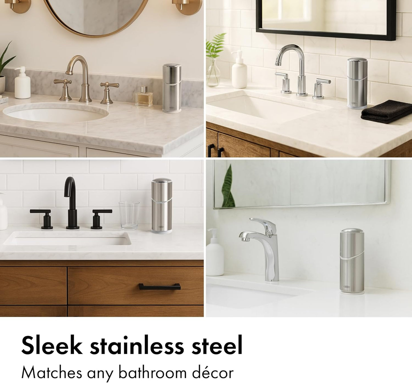 OXO Good Grips Stainless Steel Toothbrush Organizer, Bathroom Organizer and Storage, Toothbrush Holder for Countertop, Sleek Modern Bathroom Accessories