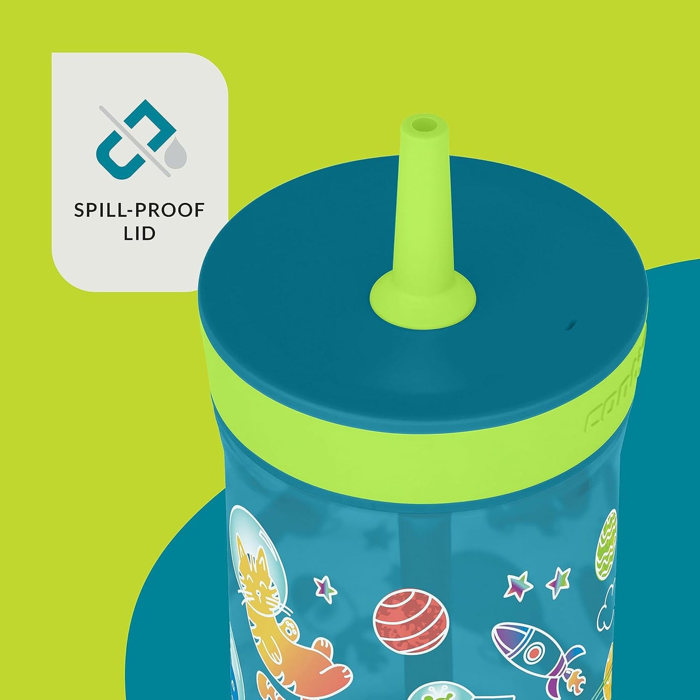 Contigo Kids’ Leighton Straw Tumbler with Spill-Proof Lid, 14 Oz., 2-Pack