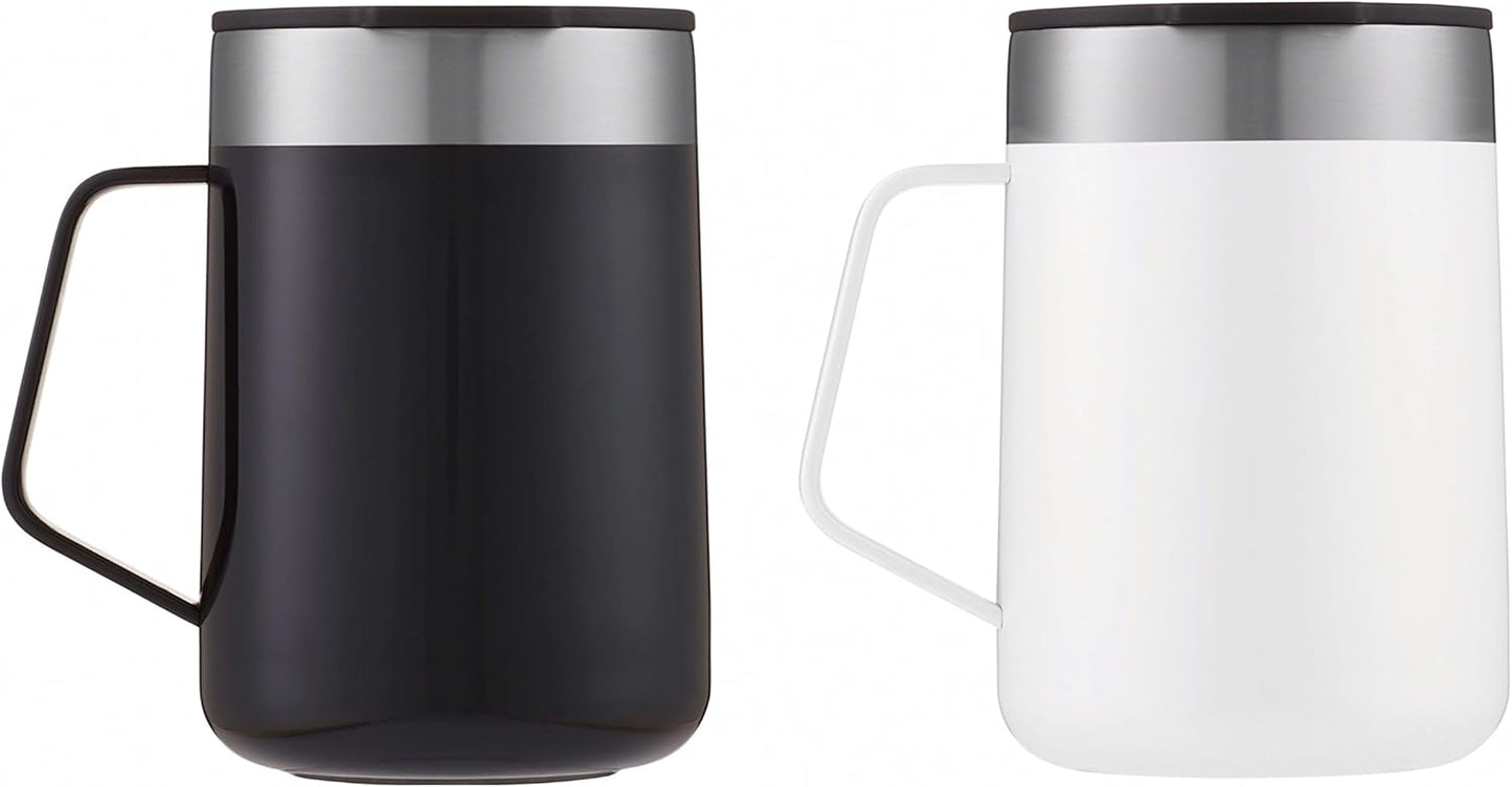 Contigo Streeterville Stainless Steel Travel Mugs 14oz, Stylish Duo Pack with Splash-Proof Lid, Vacuum-Insulated Coffee Mugs with Handle & Grip Base, Dishwasher Safe - Licorice & Salt (Pack of 4)