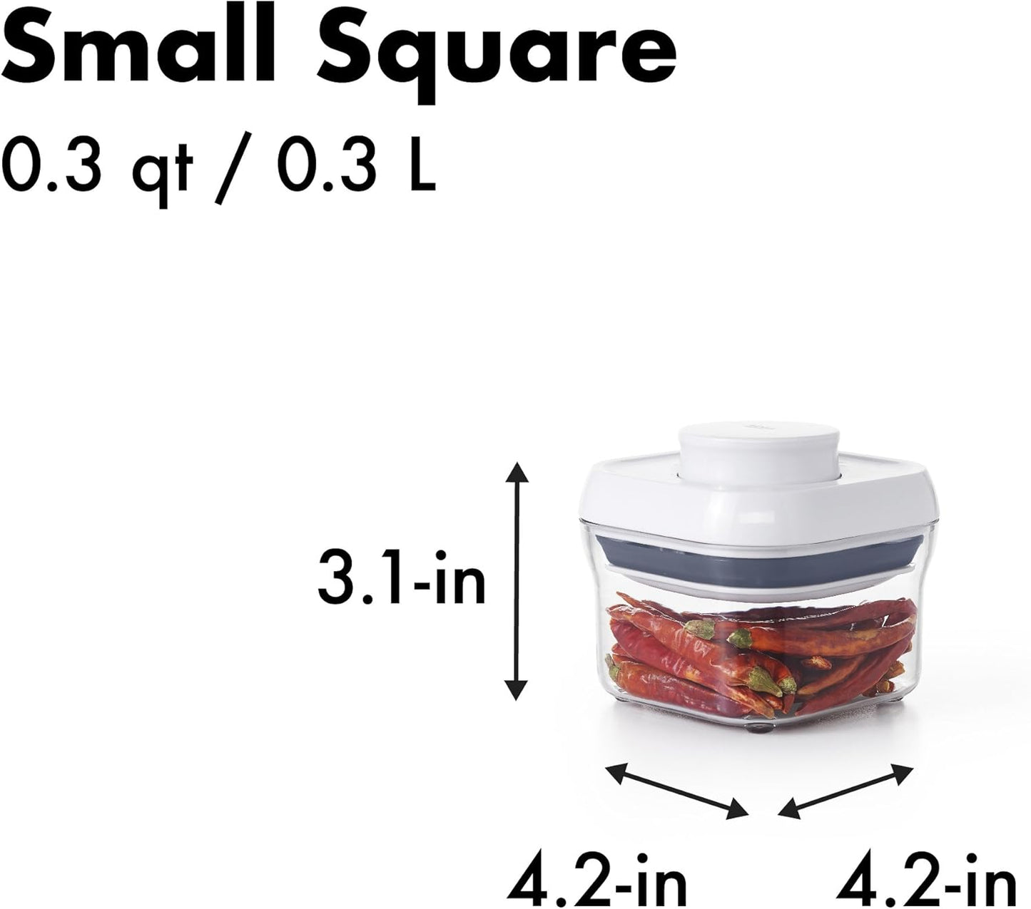 OXO Good Grips POP Small Square Storage Container, 0.3 Quart, White (1106040)