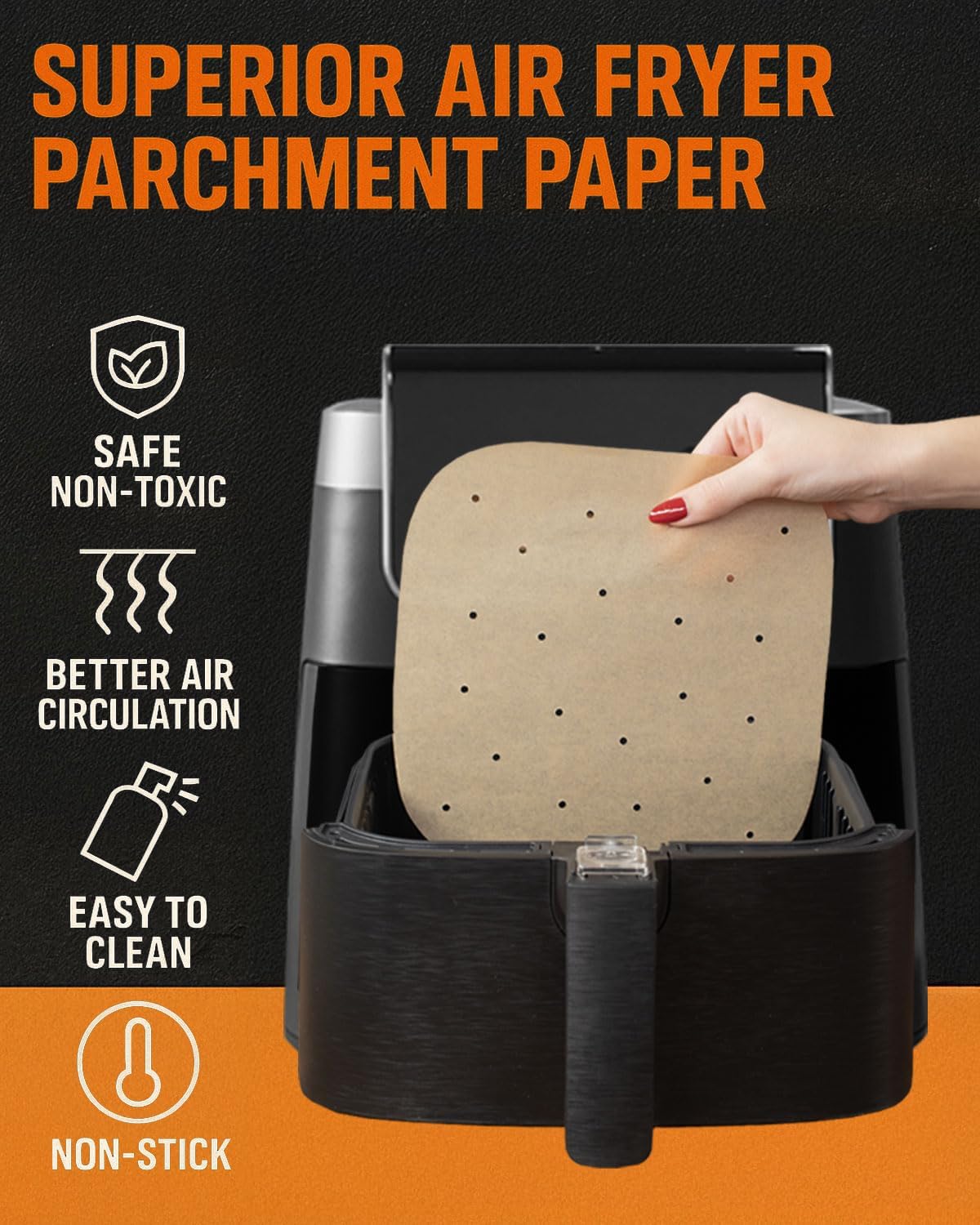 Air Fryer Unbleached Parchment Paper Sheets for Ninja Combi All-in-One Multicooker 14-in-1 SFP701 Airfryer Oven and Slow Cooker, Perforated Liners 100pcs Pre-Cut Square Accessories, Basket Protectors