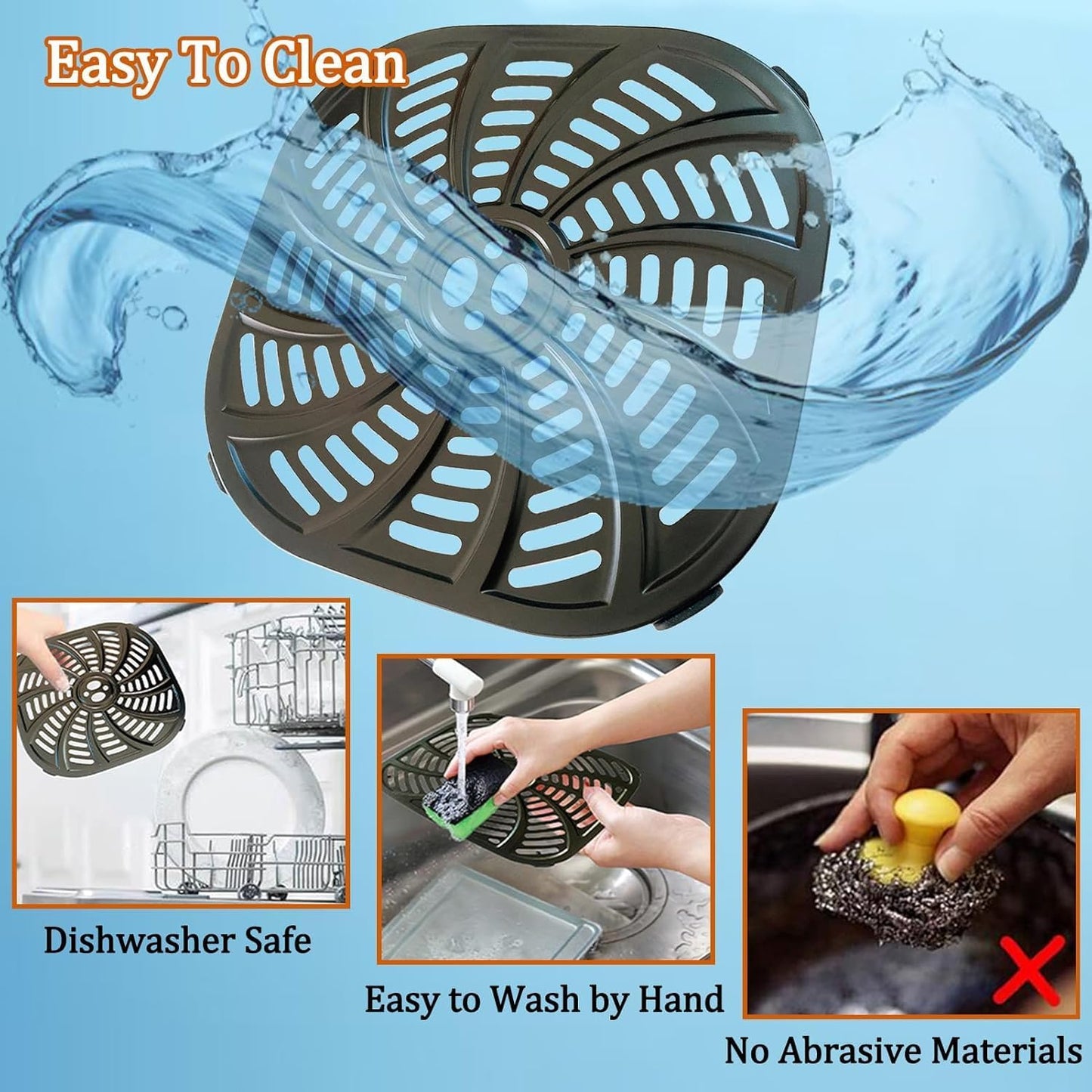 HIKEurt 7QT Air Fryer Replacement Grill Plate for Gourmia GAF798 7QT Air Fryers, Upgraded Grill Pan Crisping Plate Rack Tray Grate Grid Shelf for Gourmia 7 Quart Air Fryer, Nonstick, Dishwasher Safe