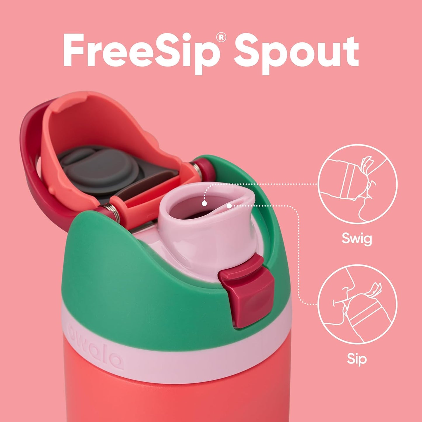 Owala FreeSip Insulated Stainless Steel Water Bottle with Straw for Sports, Travel, and School BPA-Free Sports Water Bottle, 24 oz, Strawberry Field