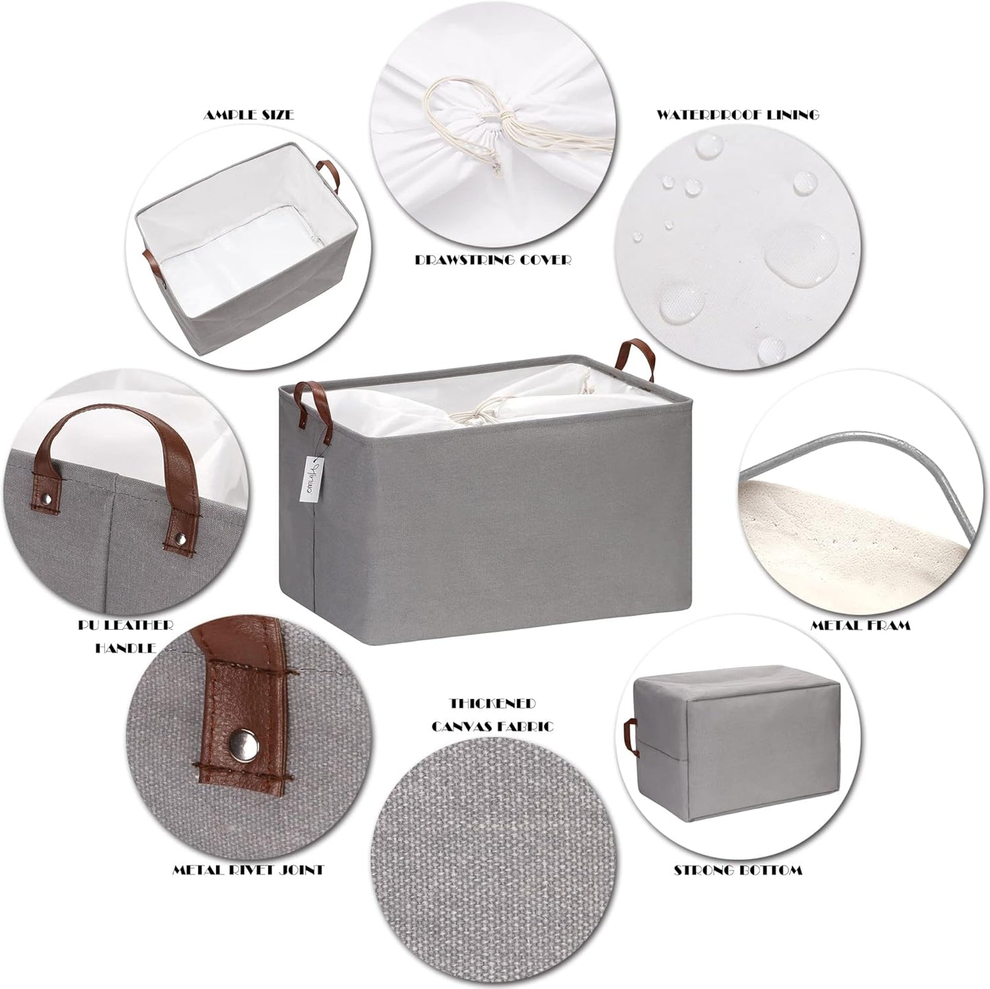 Hinwo 70L Extra Large Storage Bins, 6-Pack Closet Organizers and Storage, Foldable Clothes Storage Baskets with Handles, Containers for Clothing, Blanket, Comforters, Toys, Bedding (Gray)