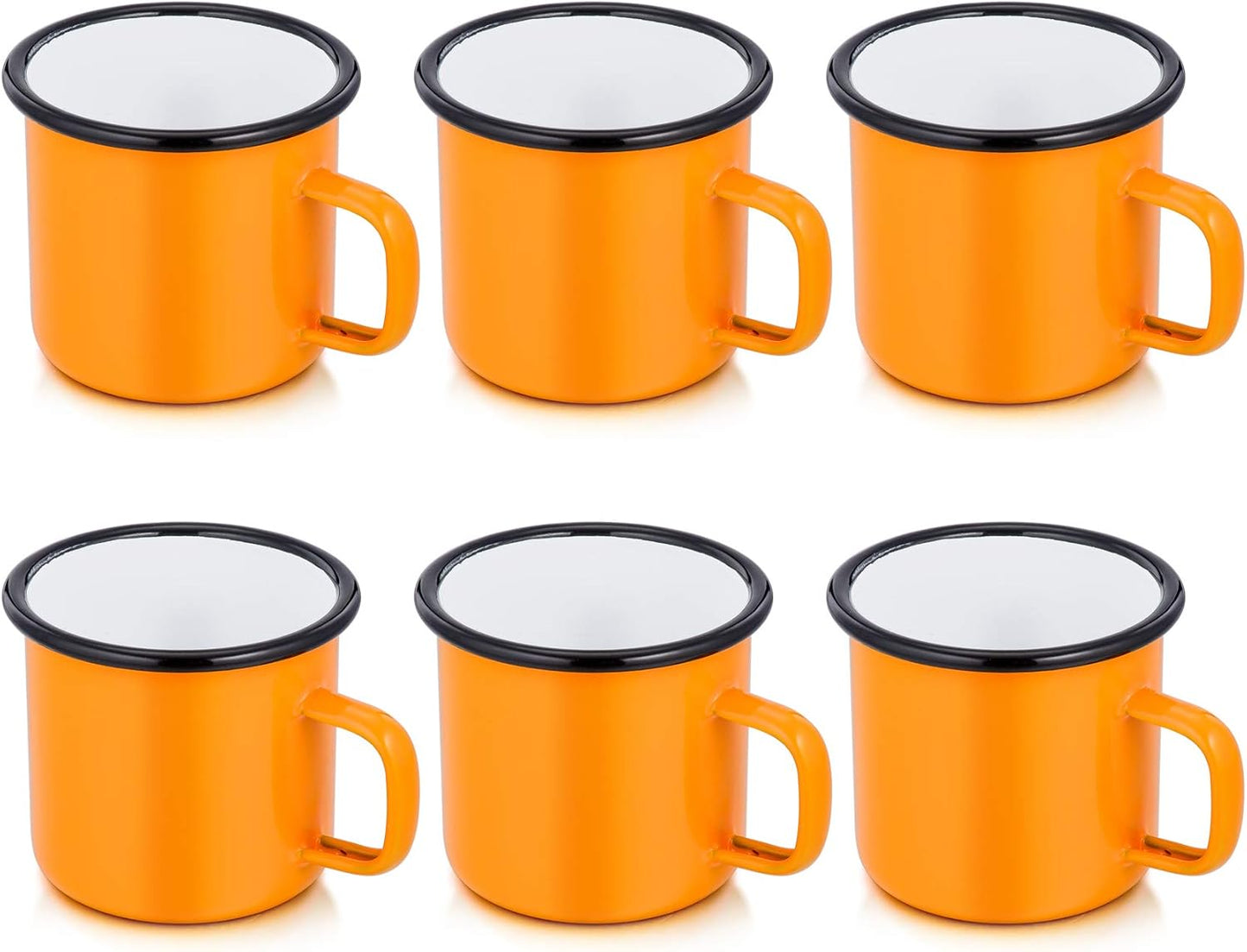 P&P CHEF Enamel Camping Coffee Mug Set of 6, Small Colored Mugs Cups for Family Gathering/Friend Party/Camping/Picnic/Fishing, Lightweight & Portable -12 Ounce, 350ML & Yellow