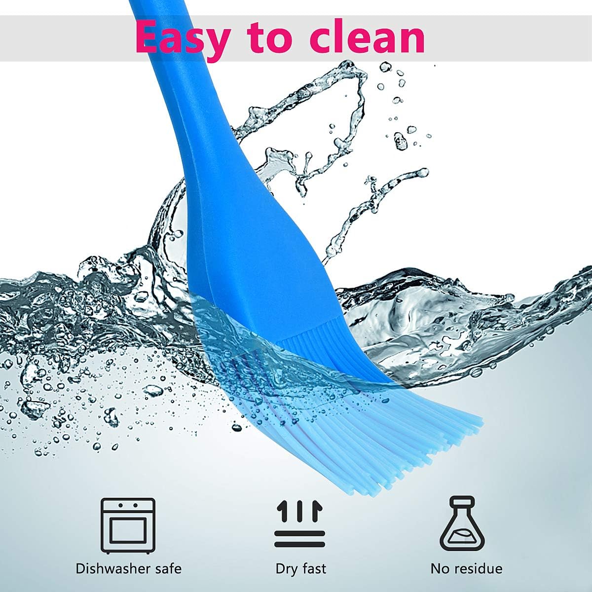 Hhyn Silicone Basting Pastry Brush Set 2 Pack Heat Resistant Spread Oil Butter Sauce for BBQ Grill Barbeque Kitchen Baking Cooking Pastries, 1 Large & 1 Small