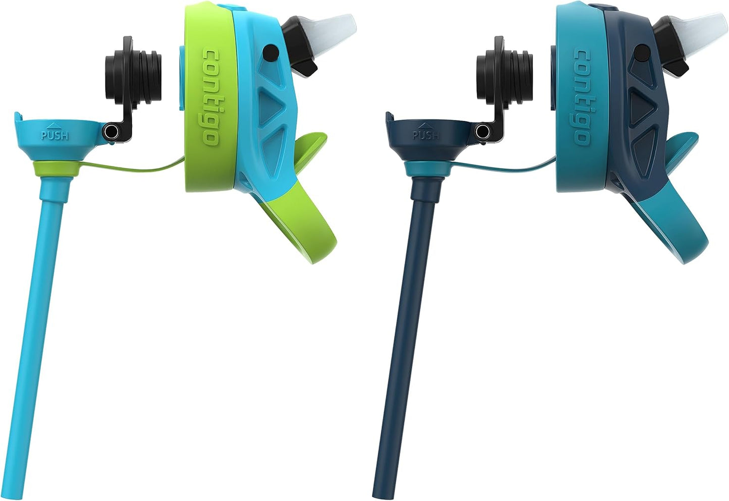 Contigo Kids 20oz 2-Pack Aubrey Water Bottles with Cleanable Silicone Straw Spill-Proof Lid Dishwasher Safe Blue Raspberry/Cool Lime & Blueberry/Juniper BPA-free