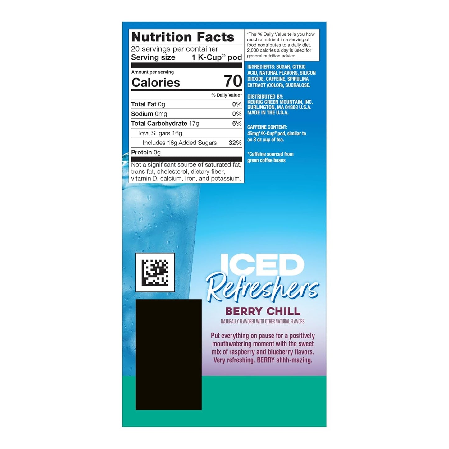 The Original Donut Shop Iced Refreshers, Berry Chill, Brew Over Ice Single Serve Keurig K-Cup Pods, 20-Count Box