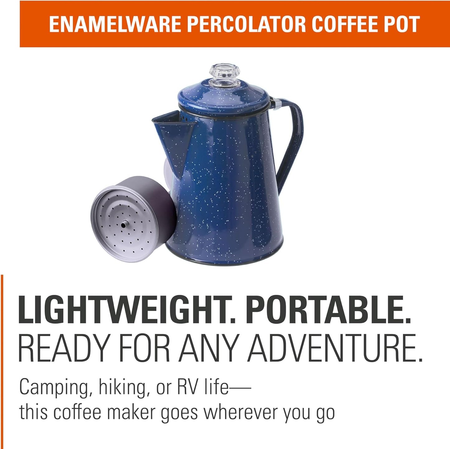 GSI Outdoors Percolator Coffee Pot | Enamelware Campfire Coffee Boiler Kettle for Outdoor Camping Cookware, Cabin, RV, Kitchen, Hunting & Backpacking