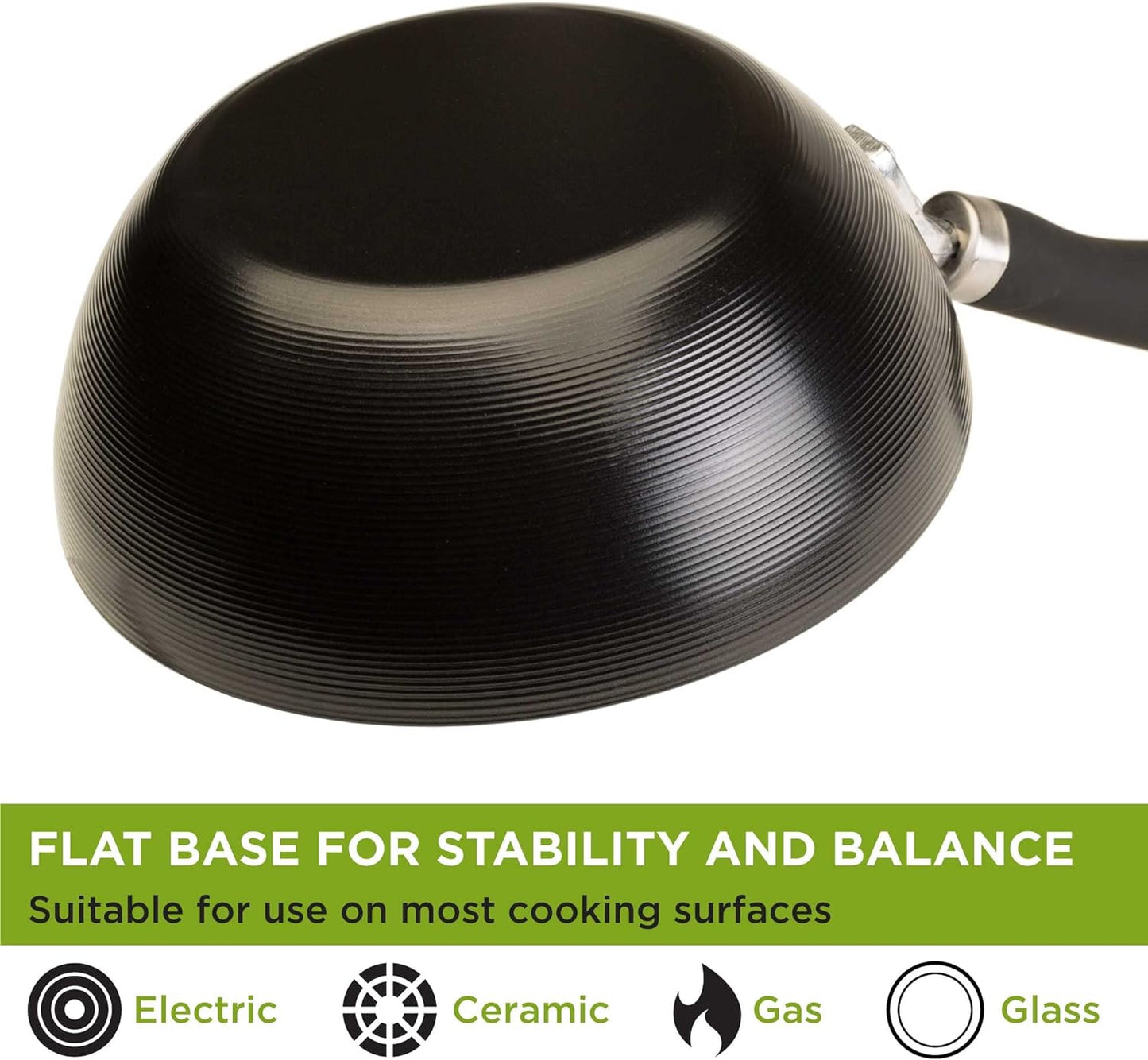 Ecolution Non-Stick Carbon Steel Wok with Soft Touch Riveted Handle, 8",Black