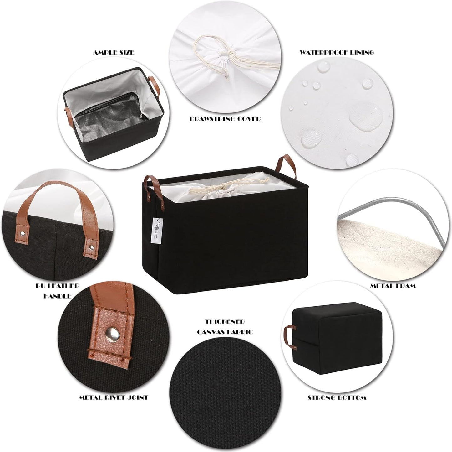 Hinwo 31L Large Storage Bins, 4-Pack Closet Organizers and Storage, Foldable Clothes Storage Baskets with Handles, Containers for Clothing, Blanket, Towels, Toys, Bedding (Black)