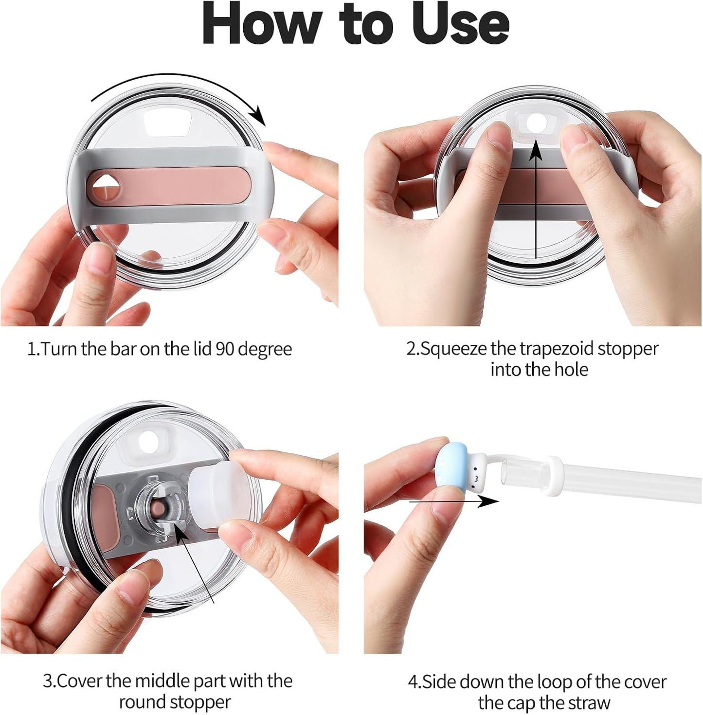 Spill Stopper Set Compatible with Stanley Cup 40oz 30oz, Cup Accessories Including Mushroom Straw Cover Cap and Leak Stopper set