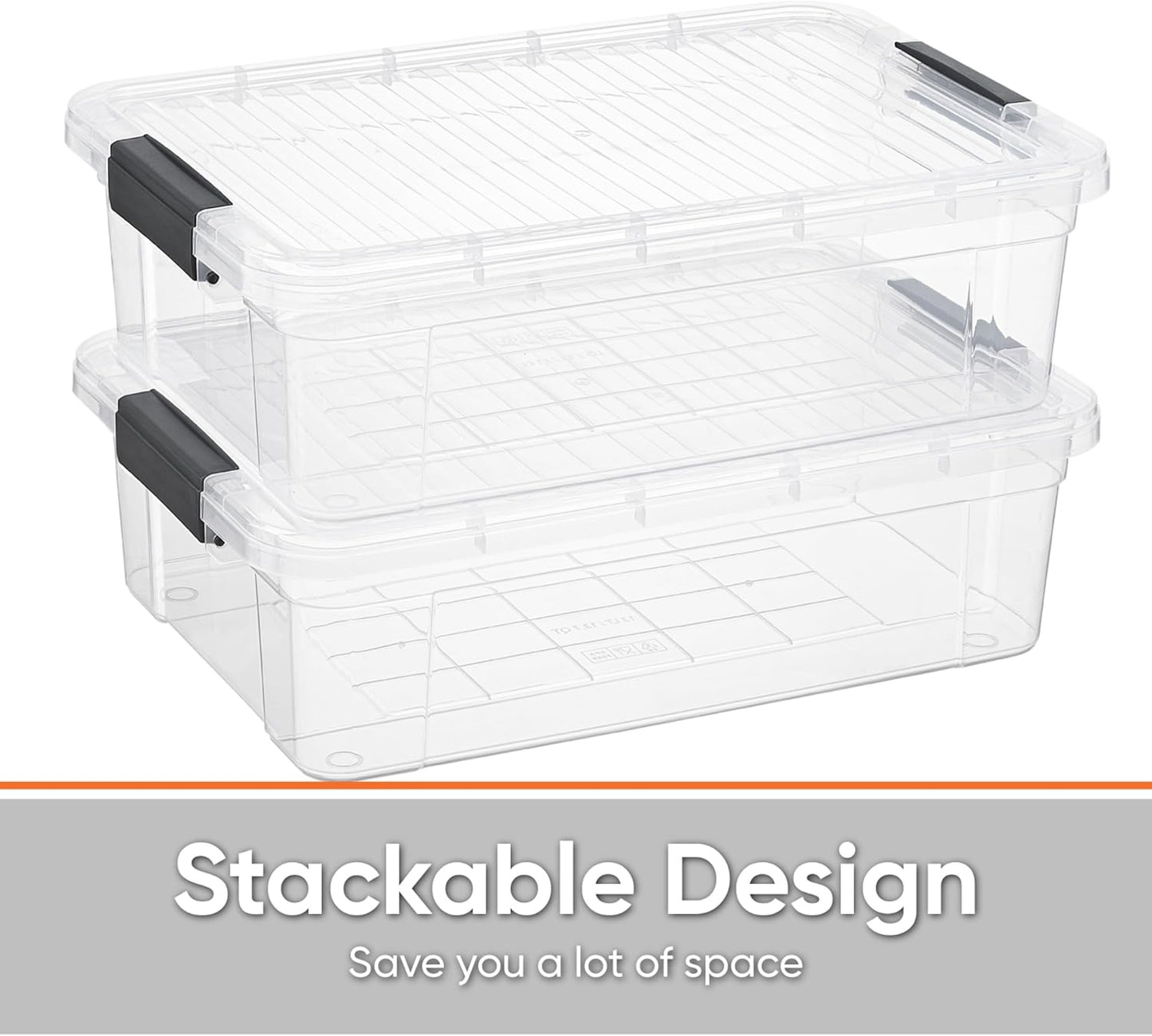 Superio 13.7 Qt Clear Plastic Storage Bins with Lids and Latches, Organizing Containers, Stackable Plastic Bin for Home, Garage, School, and Office