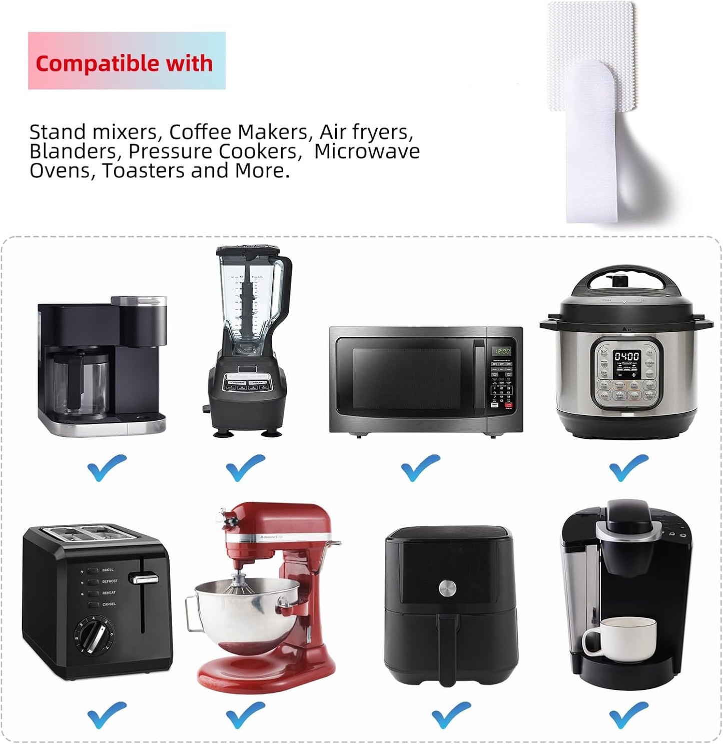 SUITMAT Cord Organizer for Appliances 18 Pack, Cable Organizer Cord Holder for Small Kitchen Appliances, Kitchenaid Stand Mixer Air Fryer Coffee Maker Pressure Cooker (White)