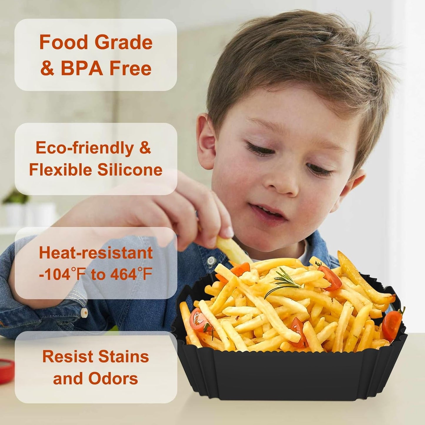 2 Pack Silicone Air Fryer Liners Reusable, 7.1 Inch Airfryer Liners 4-7 QT Square Air Fryer Liners Silicone Pot Oven Liner Baking Tray, Air Fryer Basket Mat Silicone Bowl Air Fryer Accessories