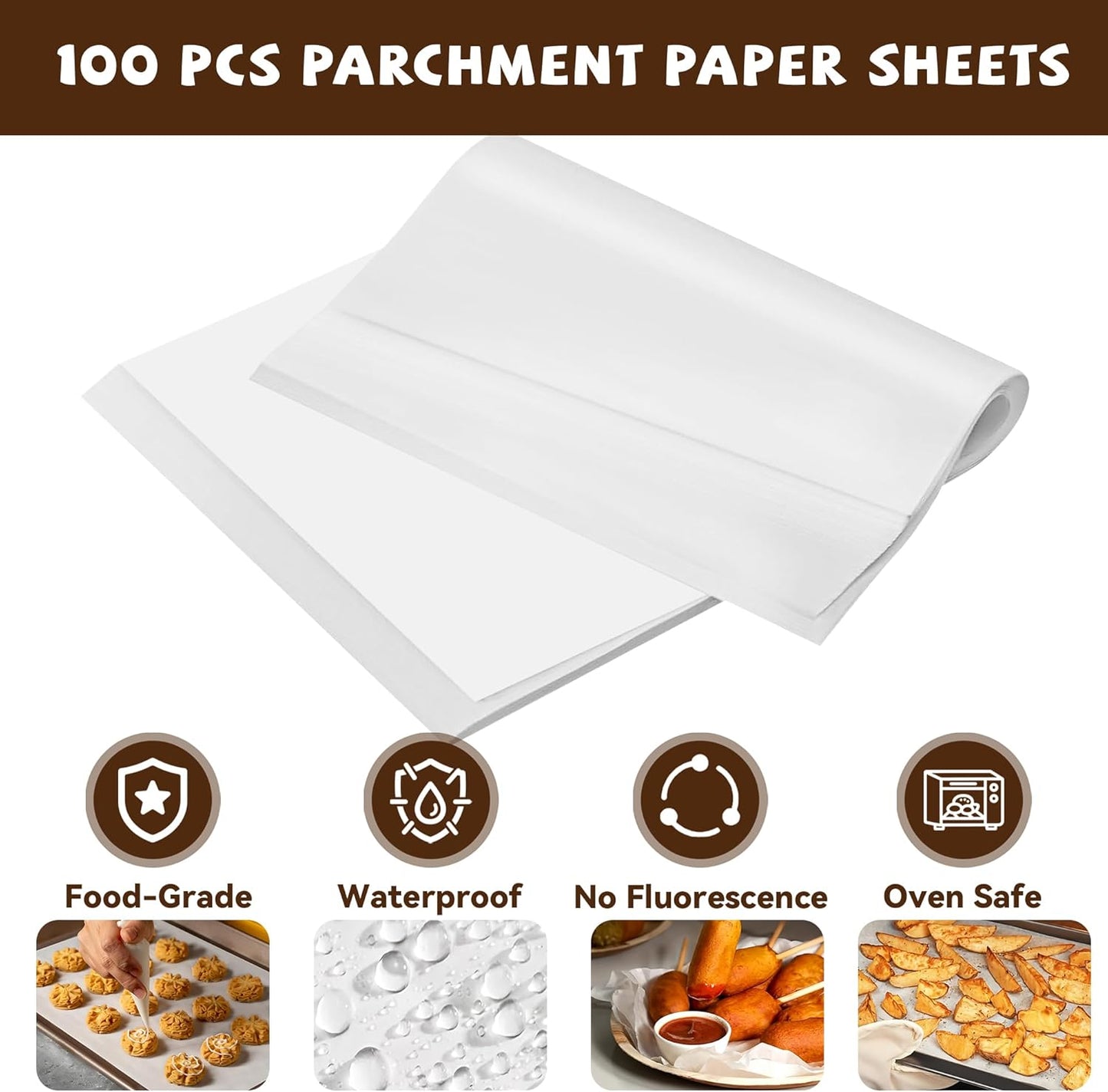 Air Fryer Paper Liners Disposable Compatible with Emeril Lagasse 26 QT Extra Large French Door Air Fryer Toaster Oven, 100 PCS Parchment Paper Sheets Accessories for Emeril Lagasse