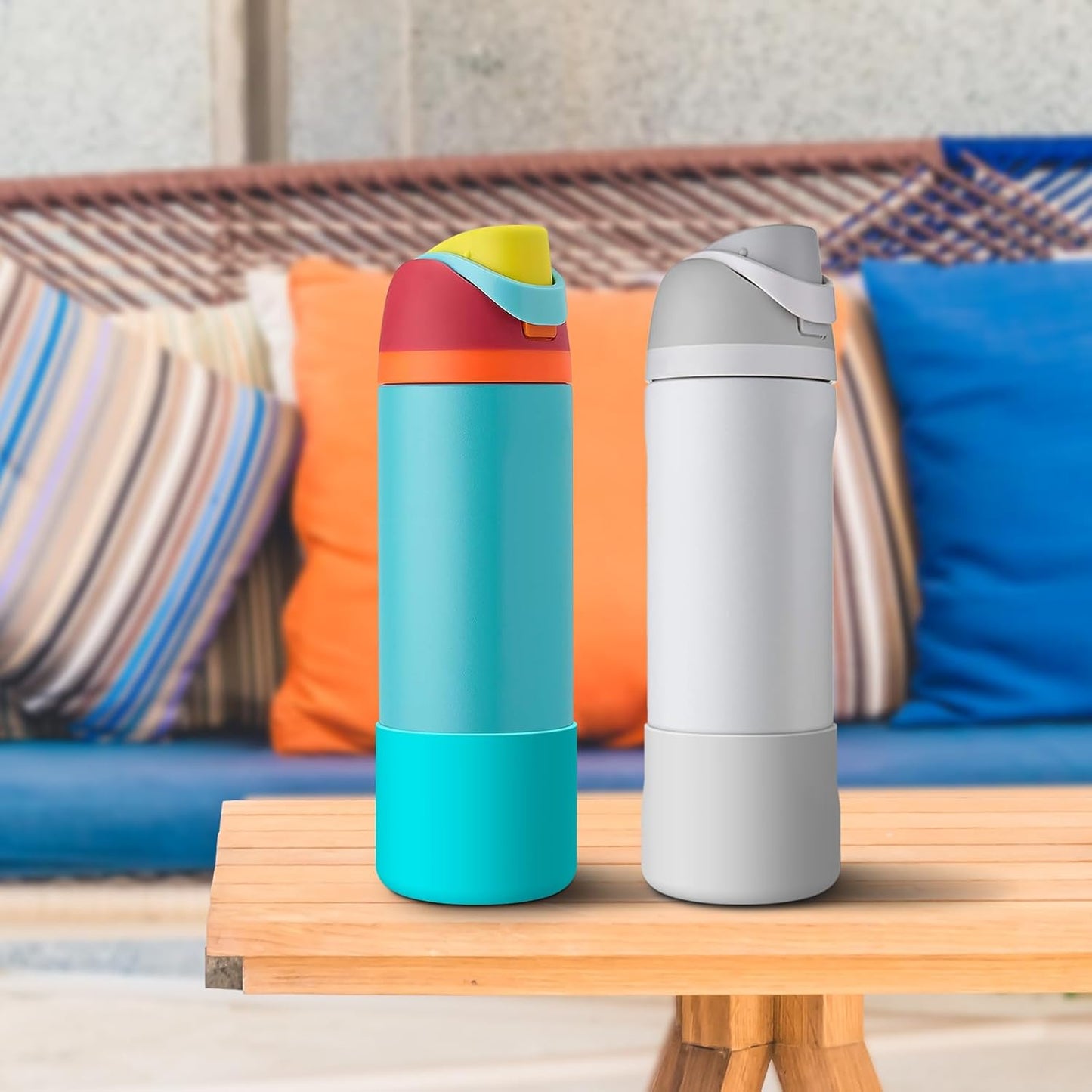 2PCS Silicone Water Bottle Boot for Owala 24oz 32oz 40oz, Protective Bottom Bumper Anti-Slip Sleeve for FreeSip, Twist, and Flip Stainless Steel Bottles, Dishwasher Safe and BPA Free