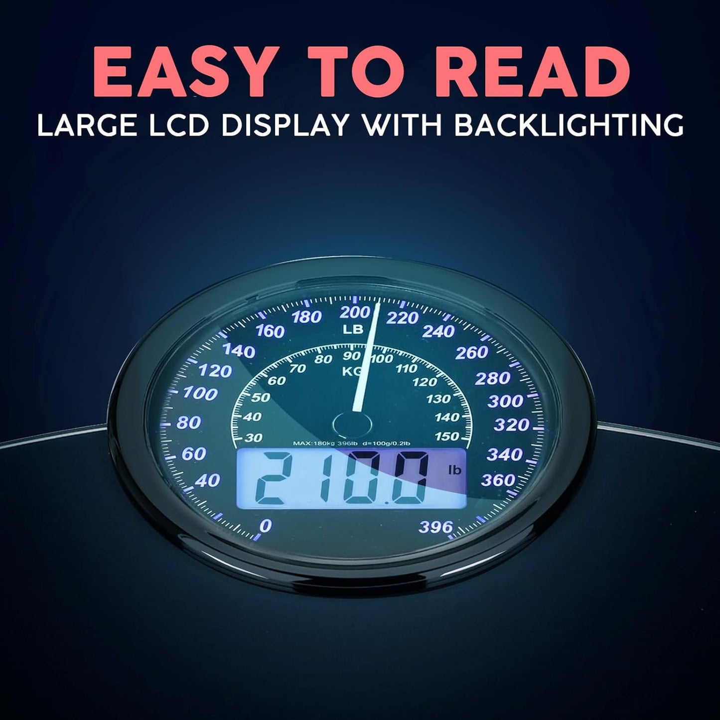 Adamson Hybrid 2-in-1 Analog & Digital Weighing Scale for Body Weight up to 400lbs - Thick Tempered Glass - Extra Large Display - Easy to Read Digital Bathroom Scale - New