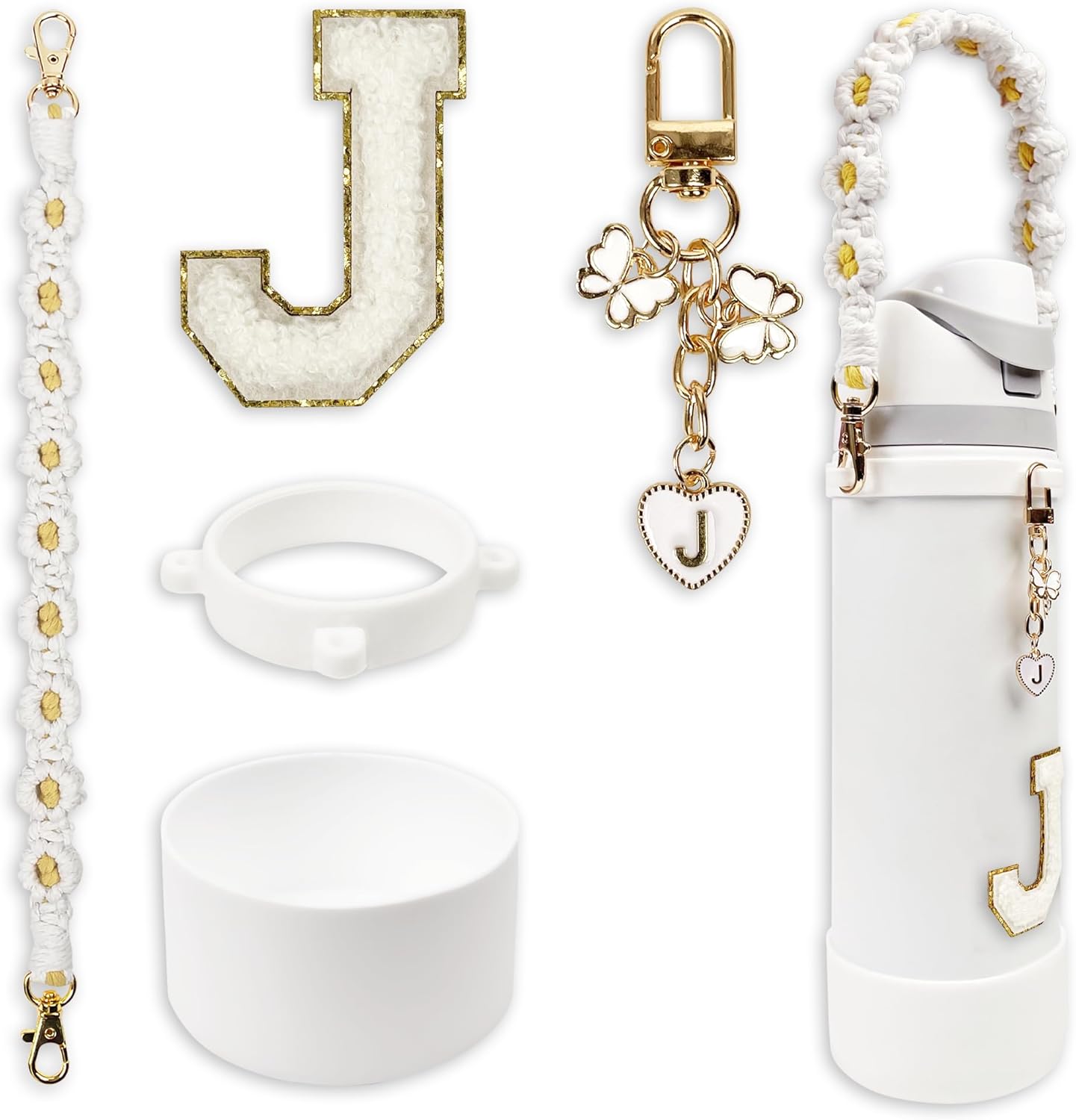 SITKOL Silicone Boot Cute Monogram Set Compatible with Owala Water Bottle 24 oz, 32 oz, 40 oz - Perfect Letter Owala Accessories for Owala Tumbler, Owala Free Sip, Pink Owala, Black Owala