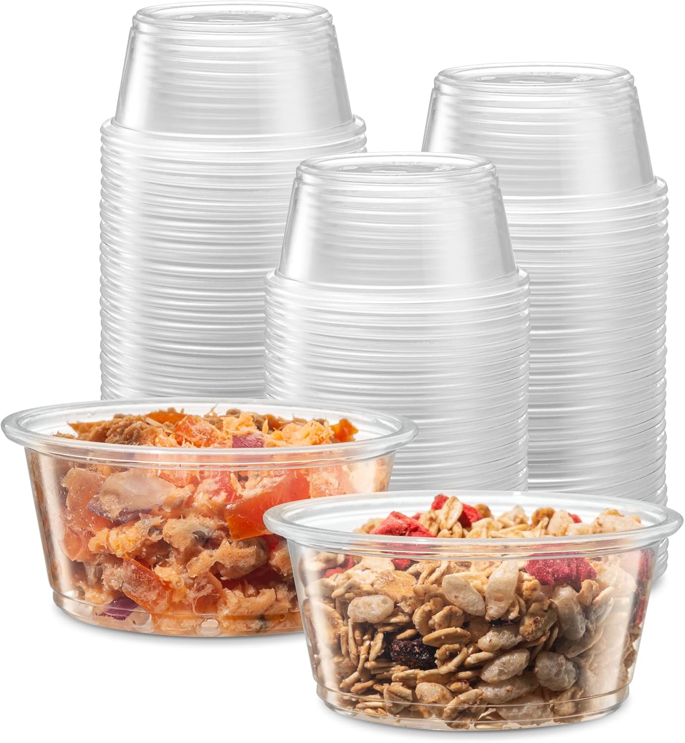 3.25 oz - 200 Cups Clear Disposable Plastic Portion Cups No Lids, Small Containers For Portion Controll, Jello Shots, Meal Prep, Sauce Cups, Slime, Condiments, Medicine, Dressings,