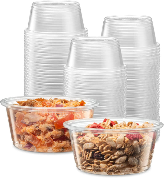 3.25 oz - 200 Cups Clear Disposable Plastic Portion Cups No Lids, Small Containers For Portion Controll, Jello Shots, Meal Prep, Sauce Cups, Slime, Condiments, Medicine, Dressings,