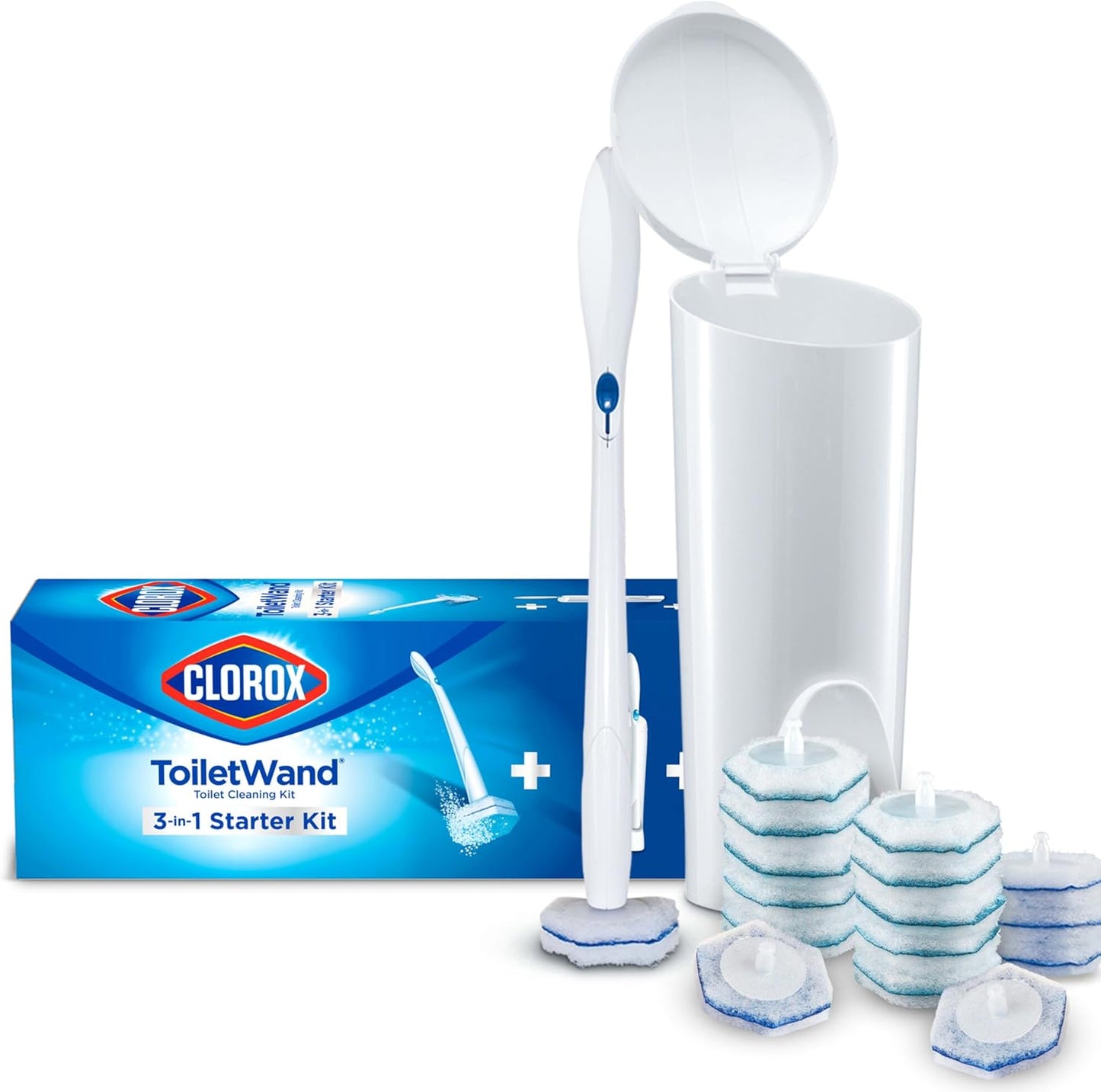 CLOROX ToiletWand Toilet Bowl Cleaner- Toilet Brush, Storage Caddy and 16 Disinfecting Refill Heads