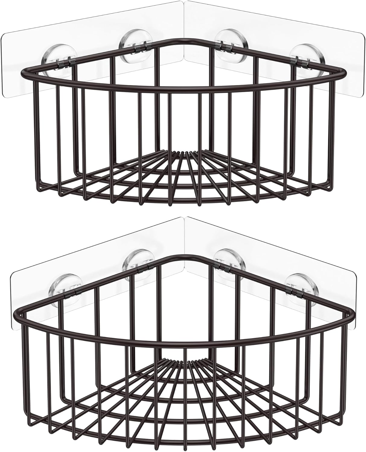 SMARTAKE 2-Pack Corner Shower Caddy Deep Basket Design, SUS304 Stainless Steel, Wall Mounted Bathroom Shelf with Adhesive, Storage Organizer for Toilet, Dorm and Kitchen (Bronze)