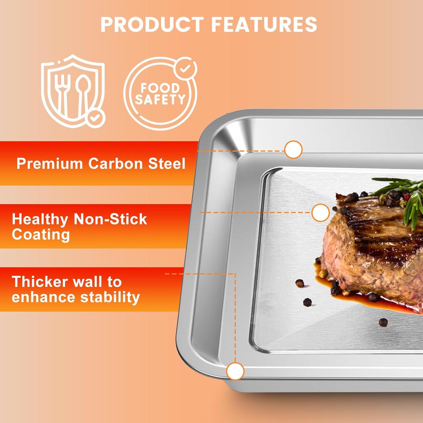 Air Fryer Toaster Oven Accessories for TOA-28 AFR-25 TOA-26 Toaster Air Fryer Convection Oven, 304 Stainless Steel Pan Toaster Oven Tray Replacement Air Fryer Tray Replacement