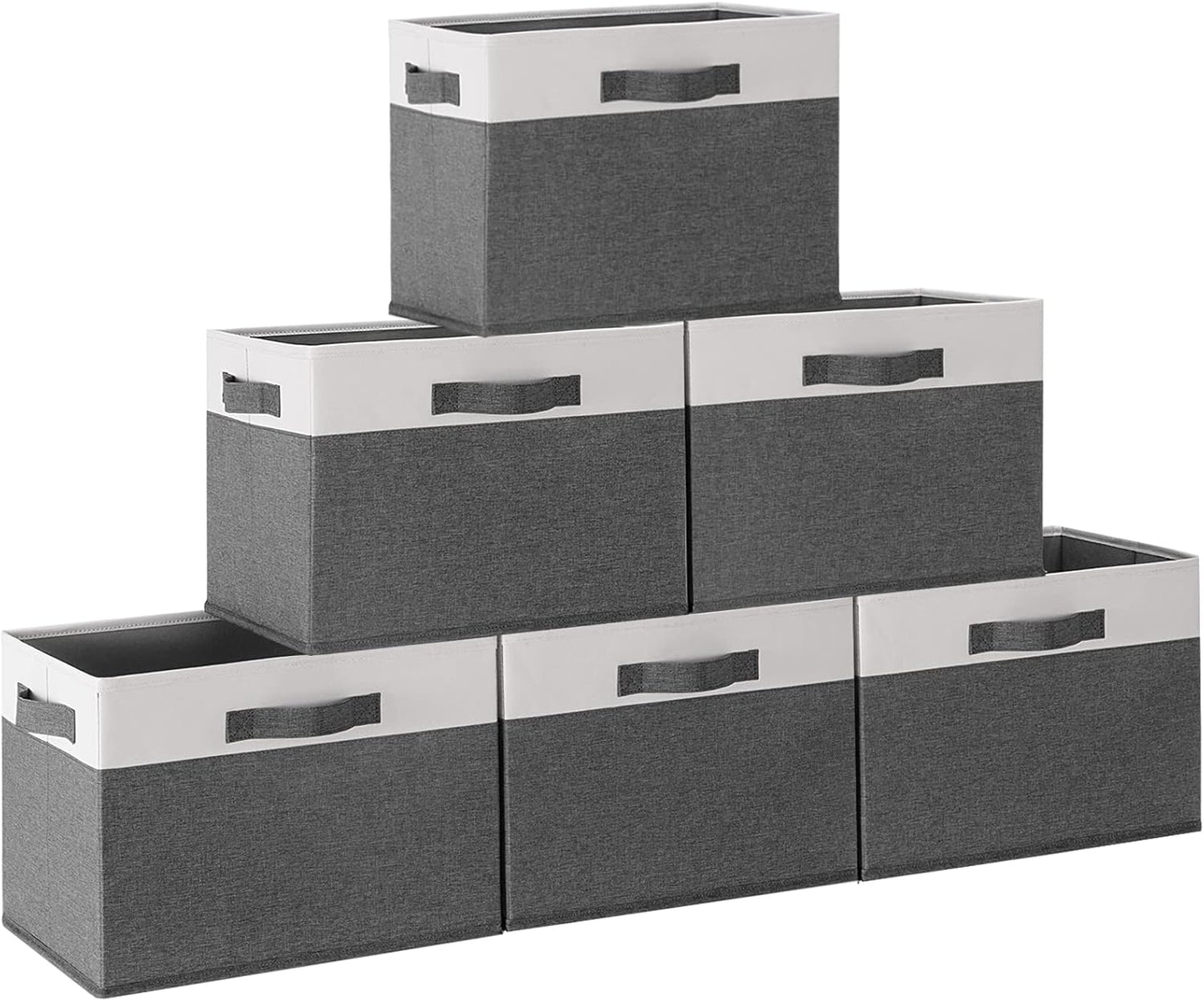 GhvyenntteS 6 Pack Fabric Storage Bins, 15x11x9.6 inch Closet Storage Bins for Shelves with 3 Handles, Foldable Storage Baskets for Shelves, Sturdy Closet Organizers and Storage