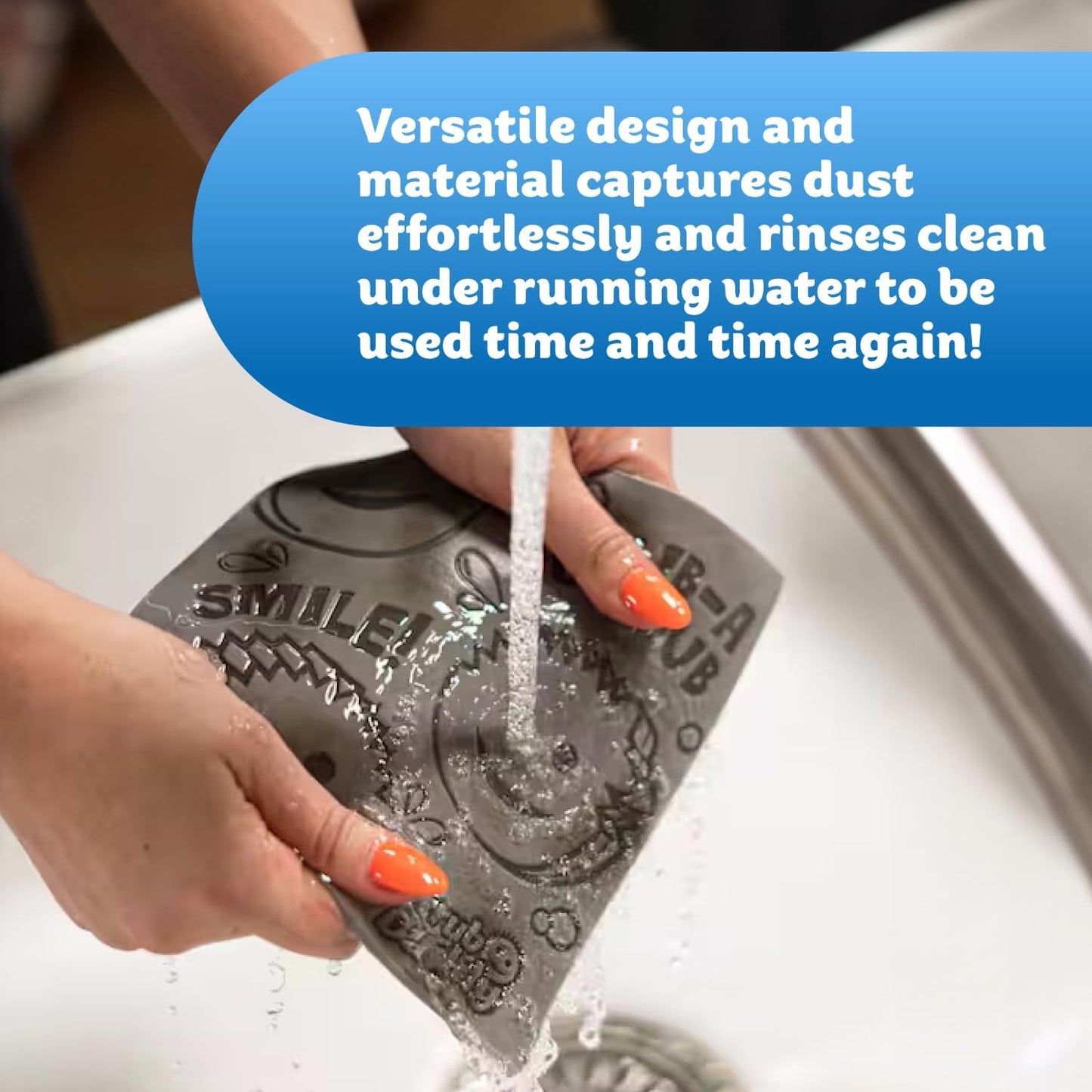 Scrub Daddy Damp Duster Towel - Durable Sponge-Like Dust Cleaner for Multisurface Dusting, Picking Up Pet Hair, Dirt & Grime of All Kinds - Reusable, Soft, Flexible, Absorbent Cleaning Supplies (2ct)