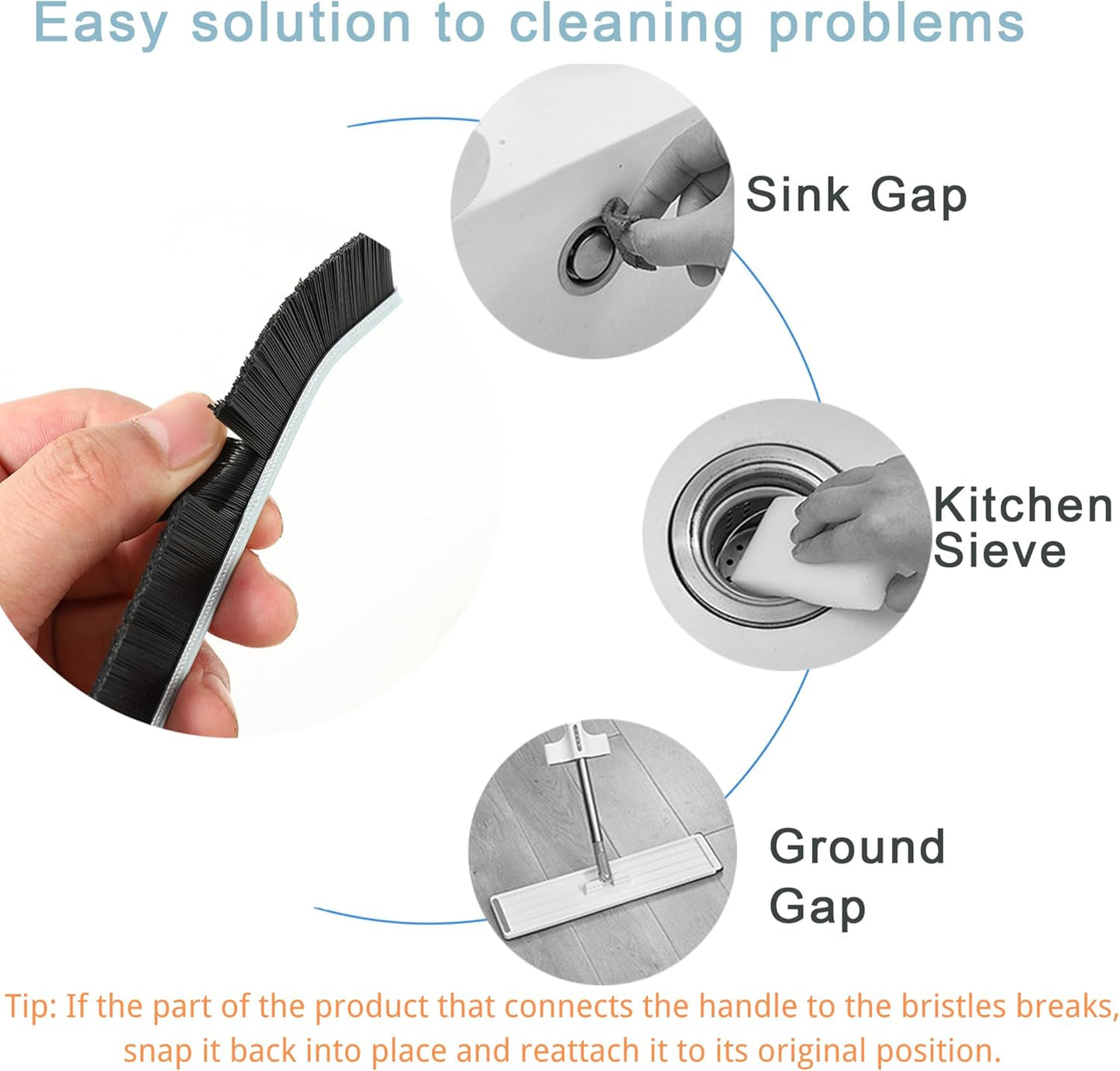 3Pcs Crevice Cleaning Brush Tool Grout Brush Cleaning Supplies, Home Essentials Bathroom Multifunctional Gap Scrub Hard Bristle Brushes for Household Use (Black Cleaning Brush)