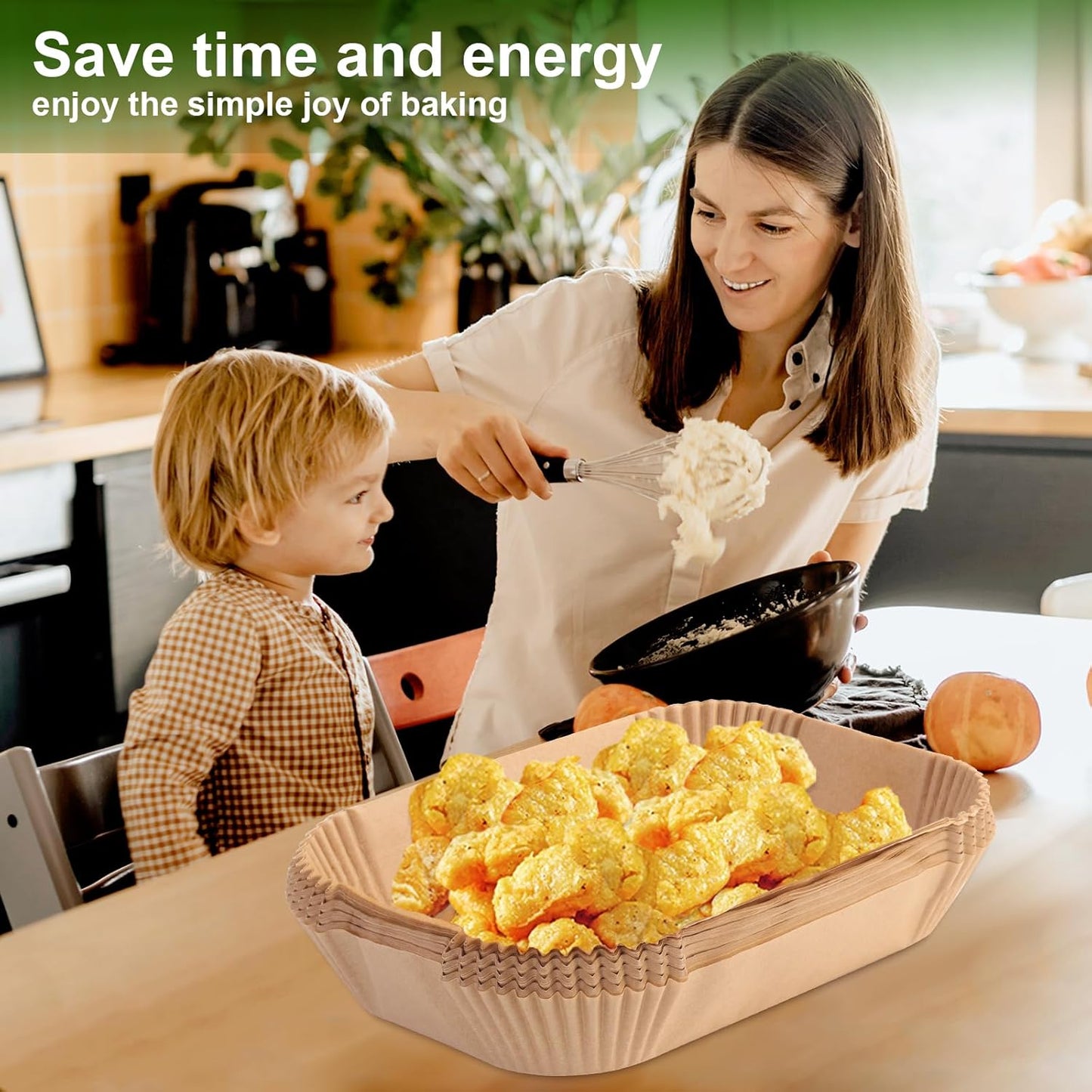 Air Fryer Liners Disposable, 200 pcs Rectangle Air Fryer Parchment Paper Sheets Air Fryer Accessories for Ninja SL401 DoubleStack XL 2-Basket Air Fryer, S006S02