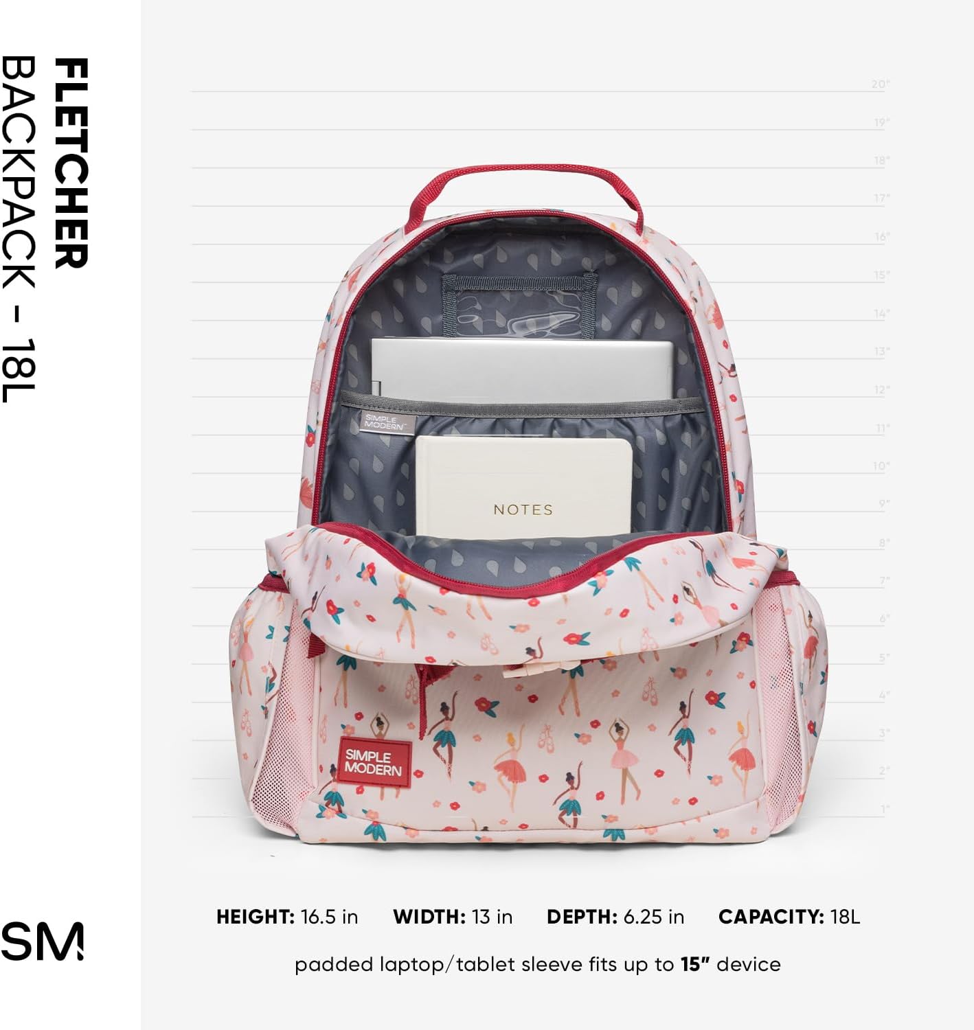 Simple Modern Large Disney Kids Backpack for School Girls and Boys | Elementary Backpack for Teen | Fletcher Collection | Kids - 16" tall | Tropical Stitch