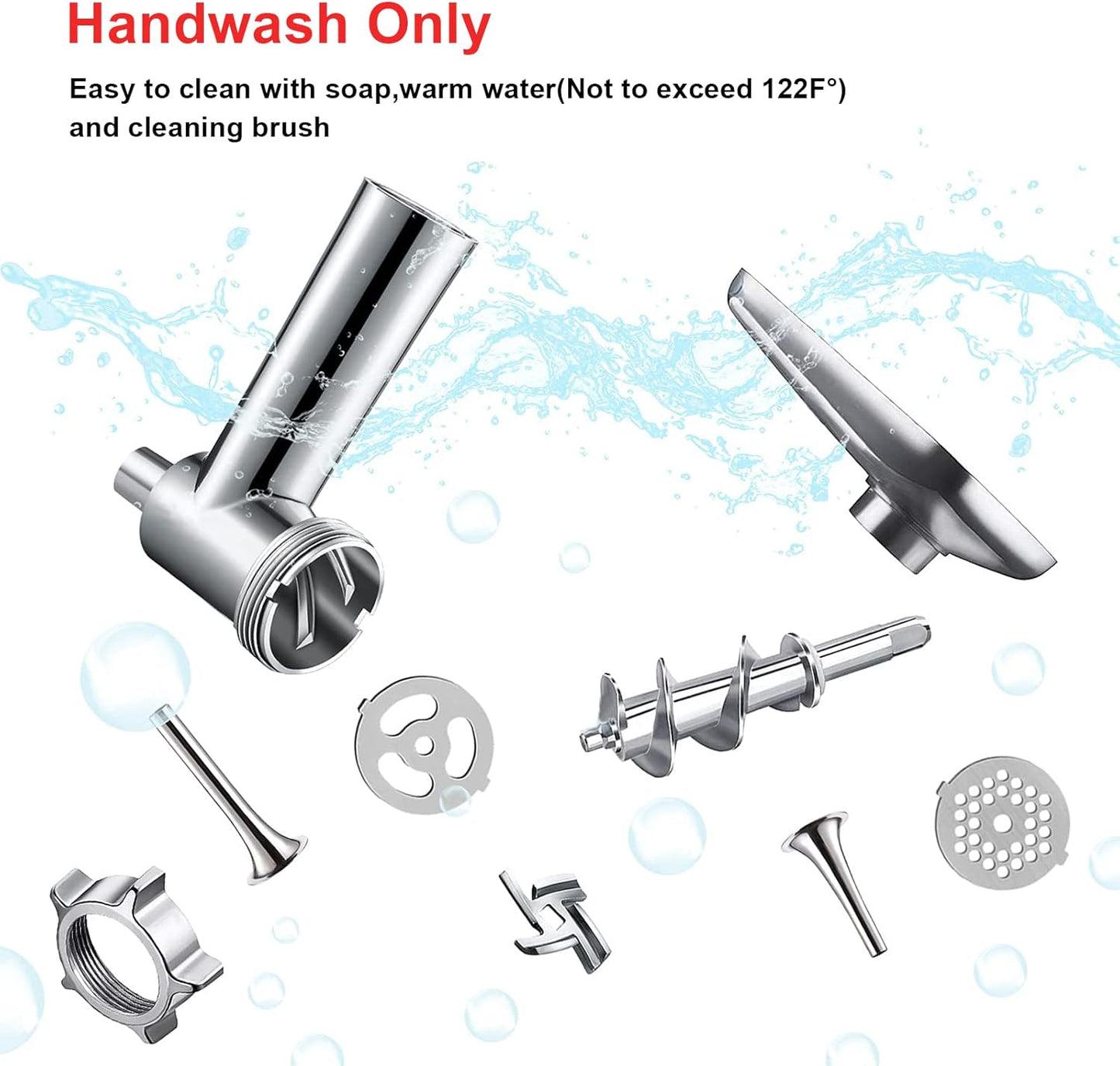 Metal Meat Grinder Attachment for KitchenAid Stand Mixers, Food Grinder Attachment Includes 4 Grinding Plates, 3 Sausage Stuffer Tubes, 2 Grinding Blades, Grinder and Sausage Stuffer by COFUN