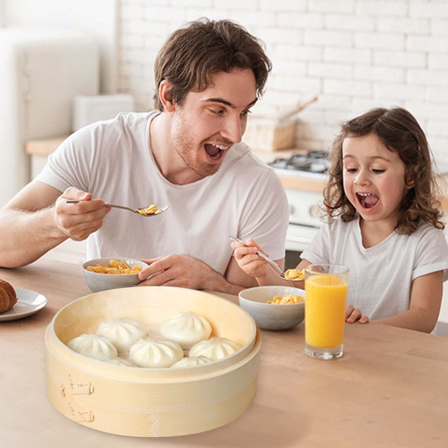 Bamboo Steamer Basket Set, 12-Inch 2-Tier Steamer for Cooking, Chopsticks Liners Sauce Dish Dumpling Making Tools, Steaming Asian Food, Bao Buns, Meat, Dim Sum, Rice, Vegetable Steam Pot