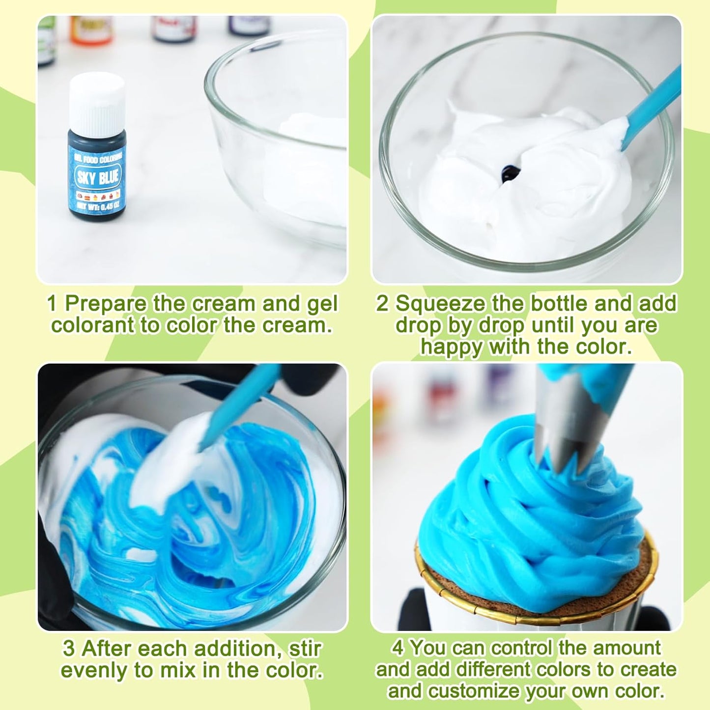 Gel Food Coloring - 20 Colors Gel Food Dye Set, Flavorless Vibrant Edible Concentrated Coloring for Christmas Baking, Cake, Cookie, Fondant, Icing, Macaron, Frosting - 0.45 Fl.Oz Bottles