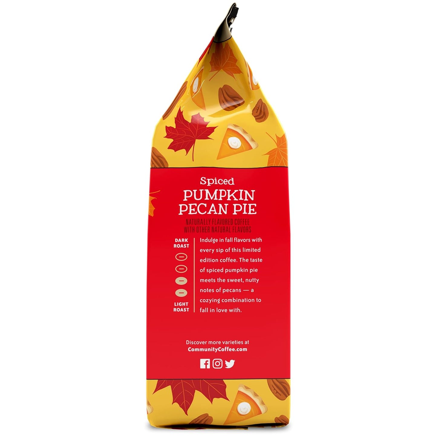 Community Coffee Spiced Pumpkin Pecan Pie Flavored Ground Coffee, Limited Edition, Medium Roast, 11 oz Bag (Pack of 6)