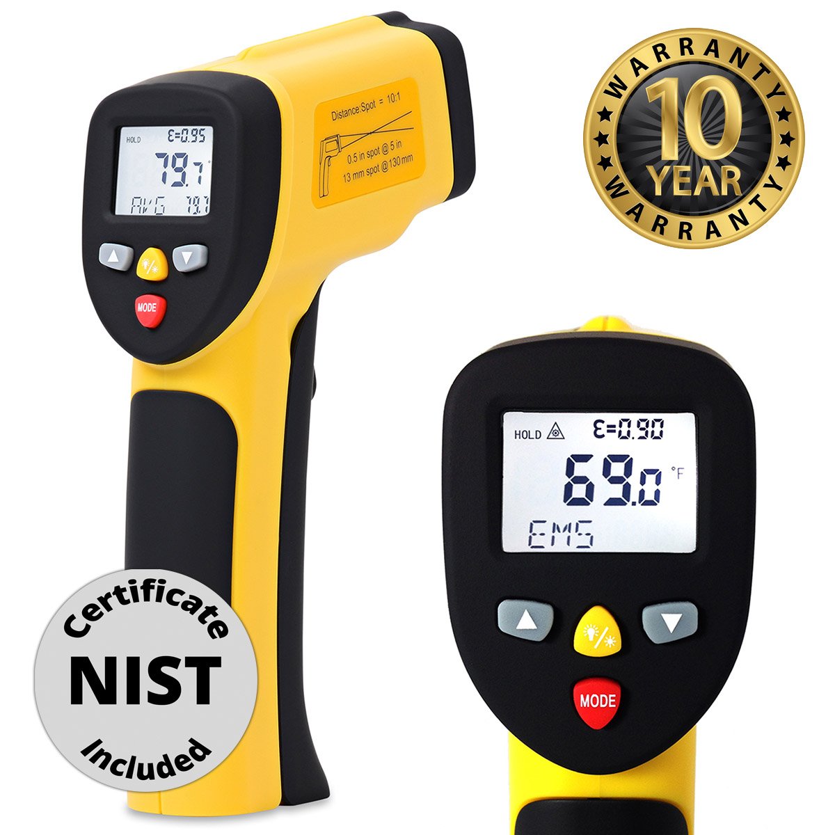 eT650D Temperature Gun by ennoLogic with NIST Certificate - Dual Laser Non-Contact Infrared Thermometer -58°F to 1202°F - Accurate Digital Surface IR Thermometer (Not for Body Temp)