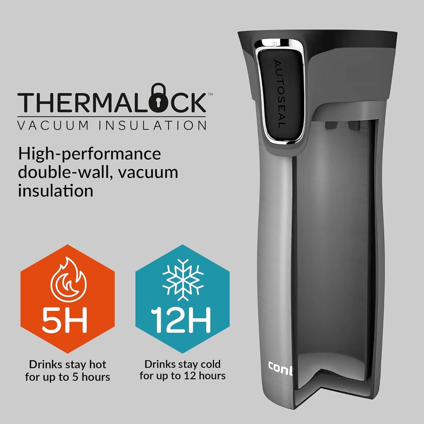 Contigo West Loop Autoseal Travel Mug, Stainless Steel Thermal Mug, Vacuum Flask, Leakproof Tumbler, Coffee Mug with BPA-Free Easy-Clean Lid